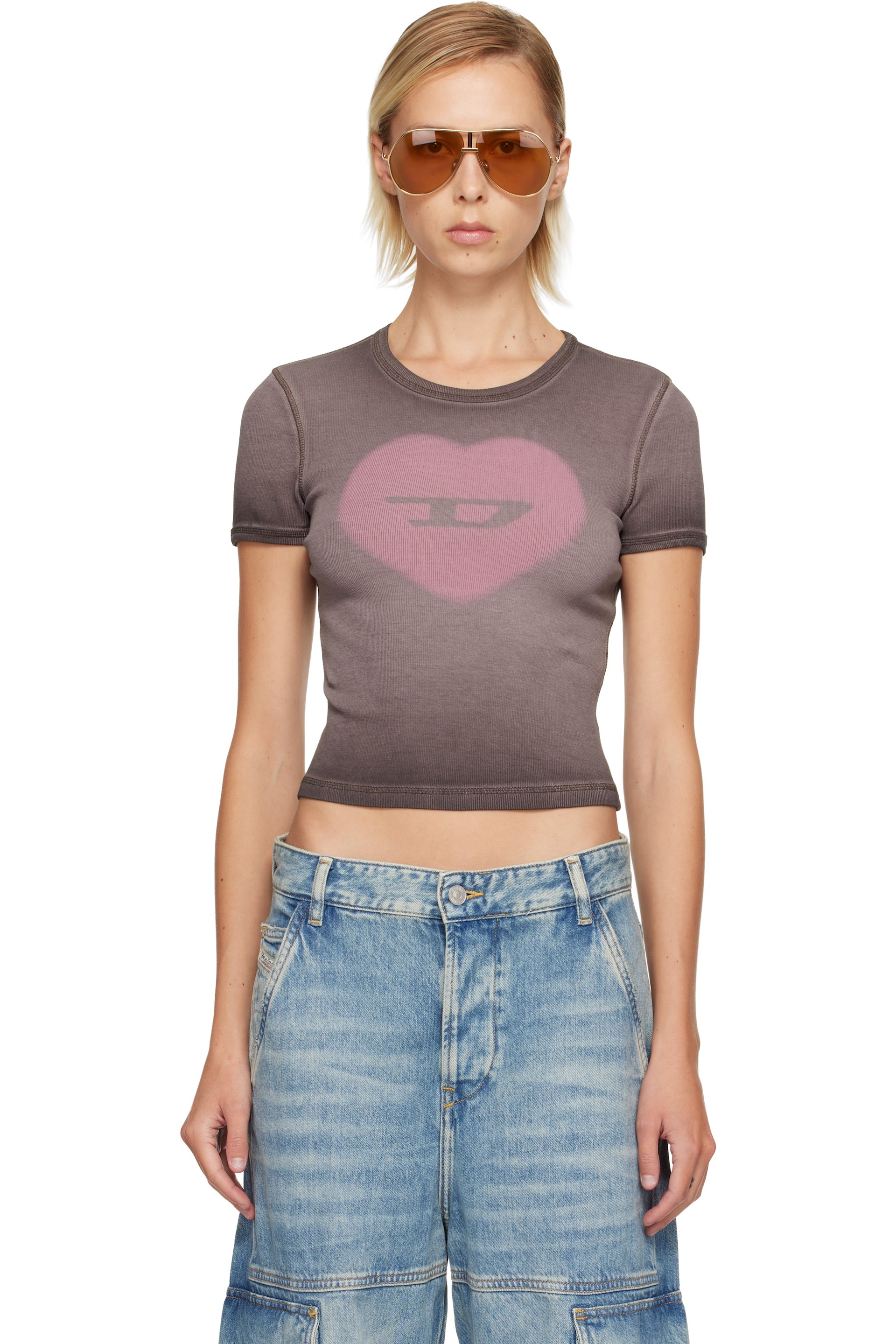 Diesel - T-shirt Ele mauve