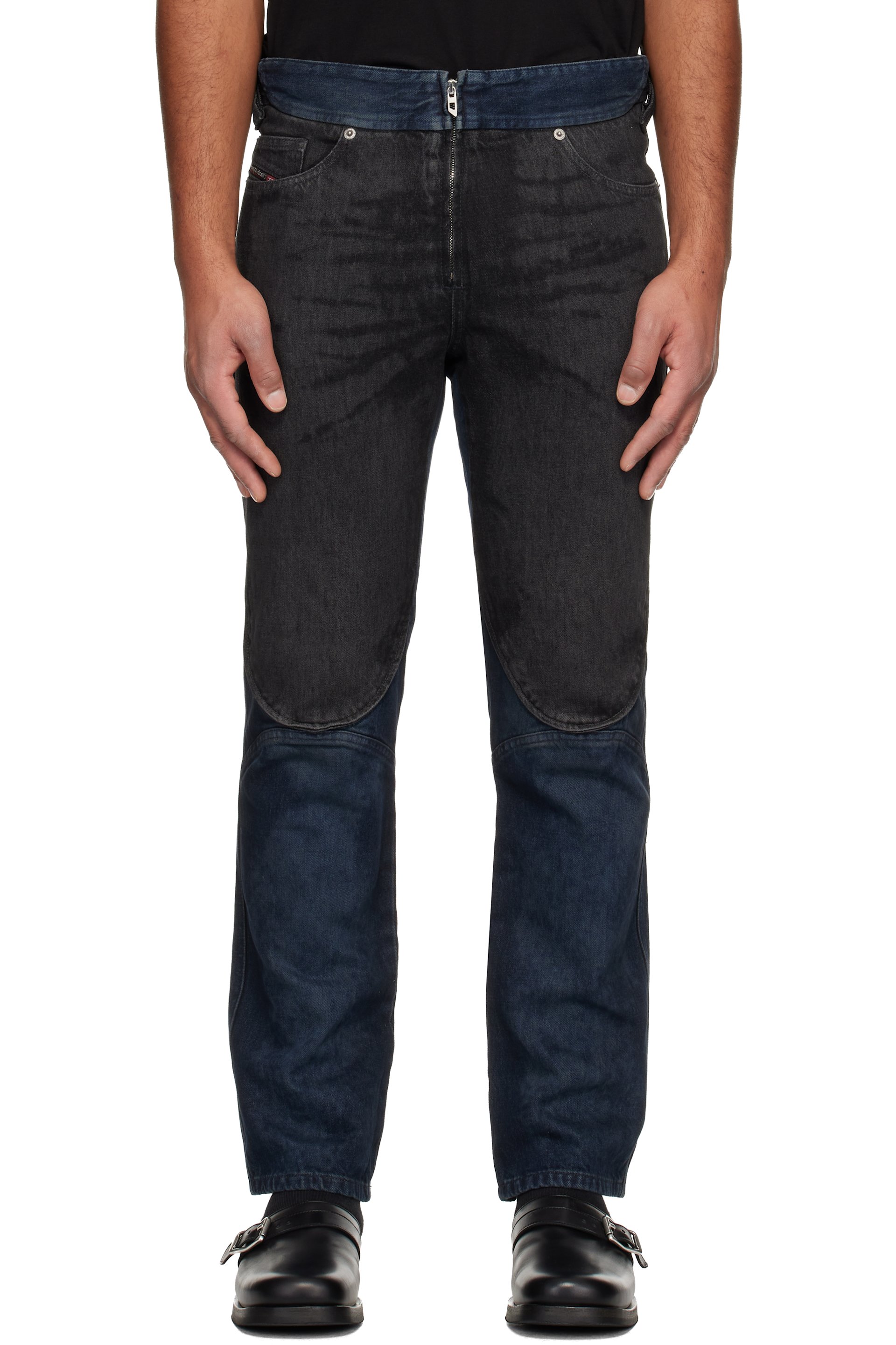 Diesel - Black & Navy Regular D-Bucy 007bx Jeans