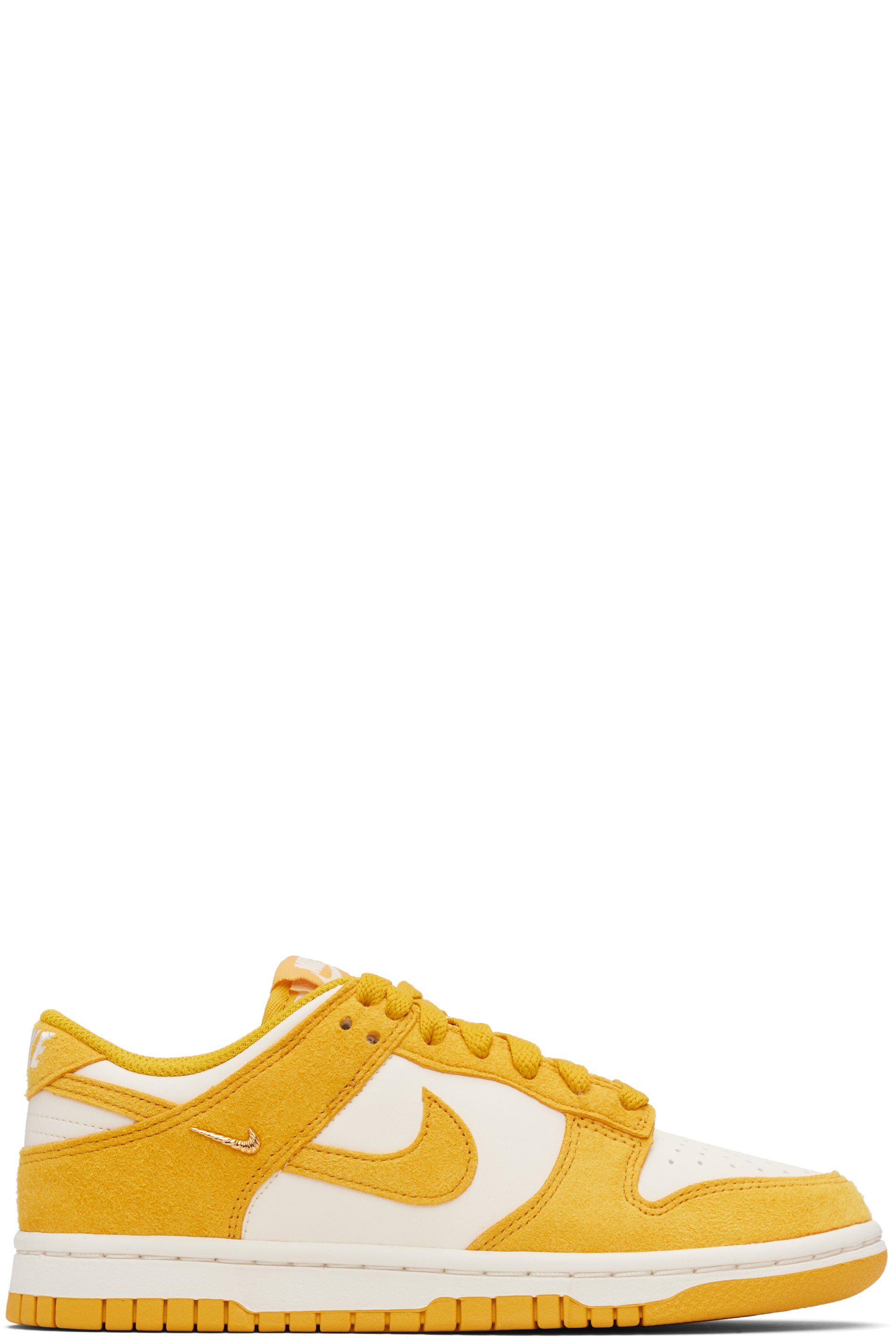 Nike - Baskets basses Dunk blanc cassé et jaune