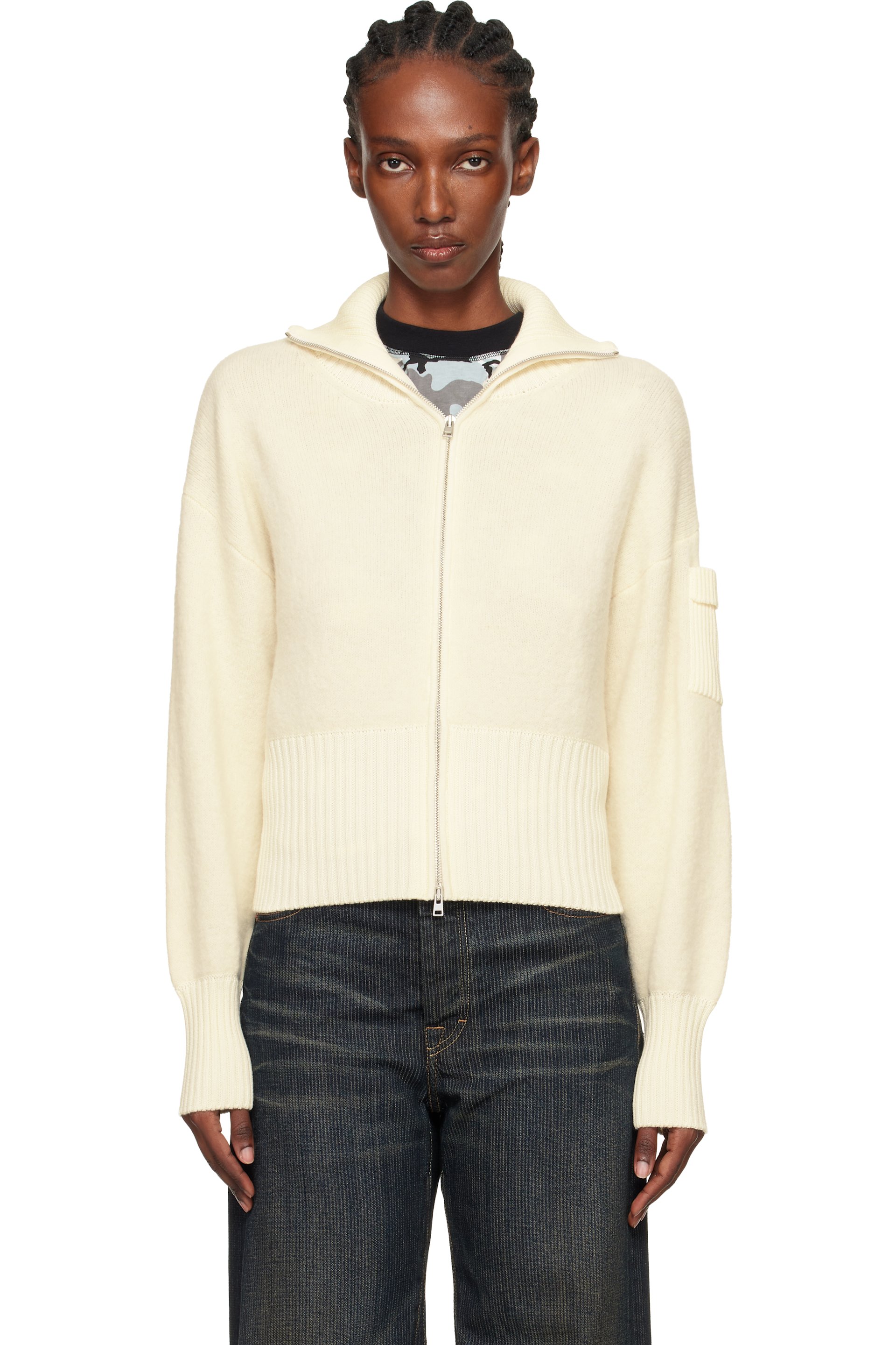 Canada Goose - Pull Sauble blanc cassé en alpaga à glissière