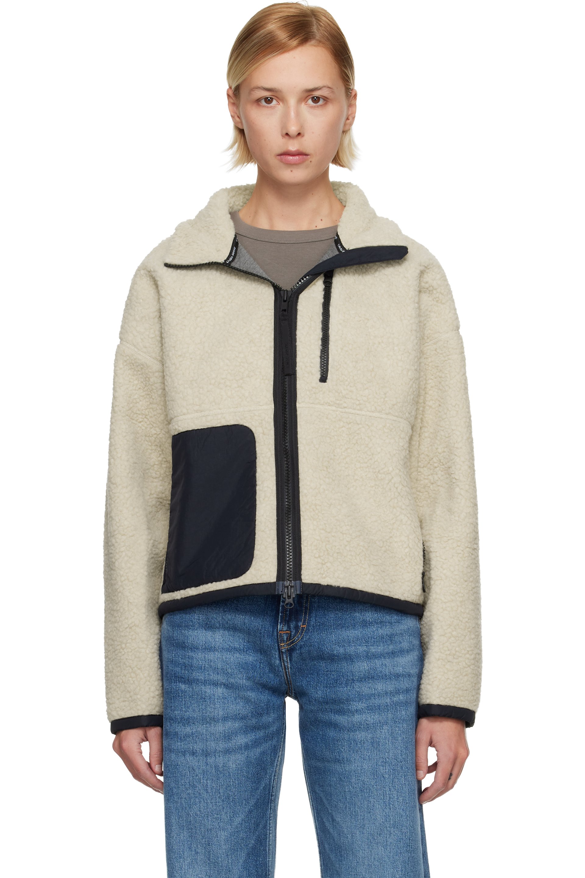 Canada Goose - Blouson Simcoe beige en molleton à glissière