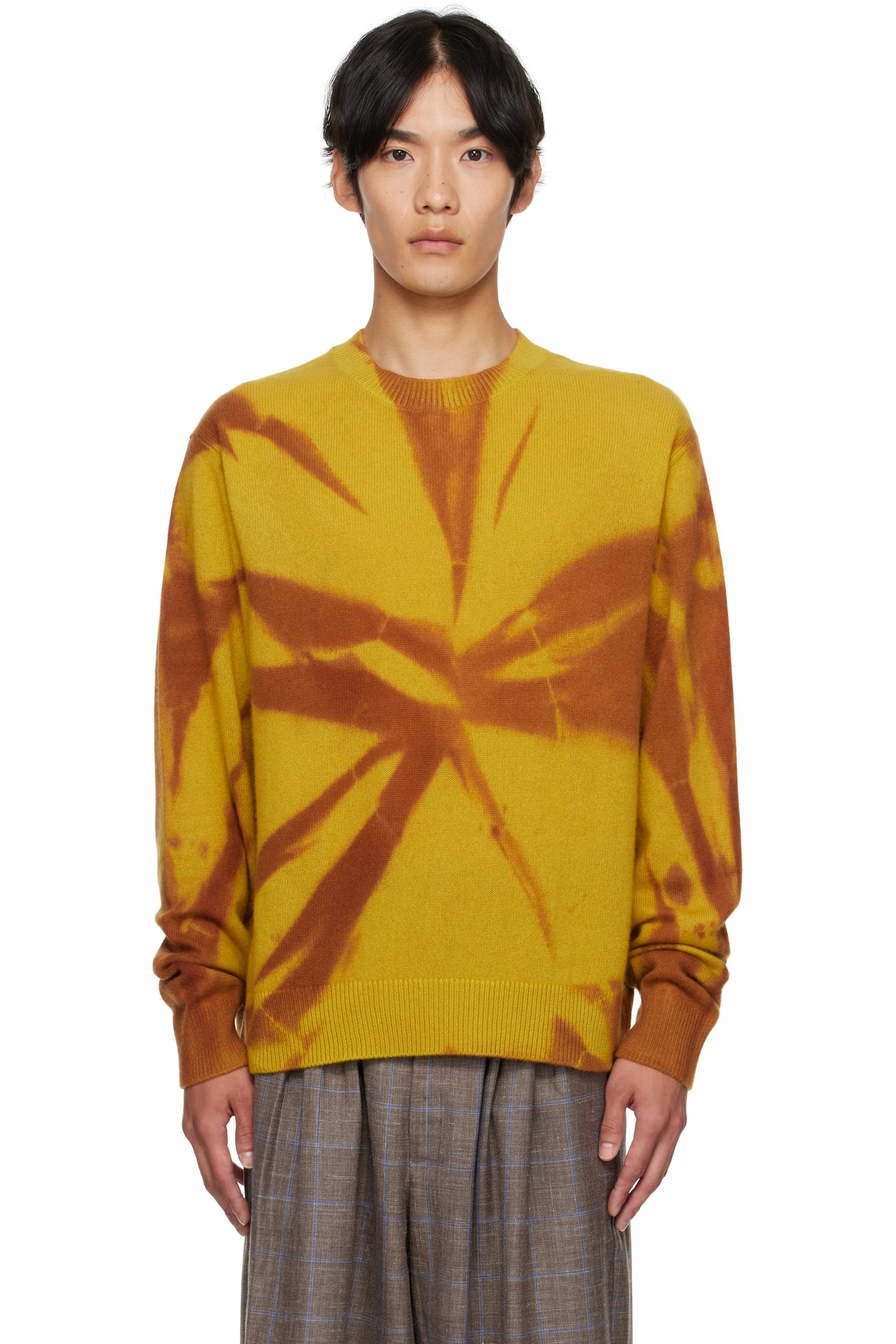 The Elder Statesman - Yellow Mythic Tranquility Crew Sweater