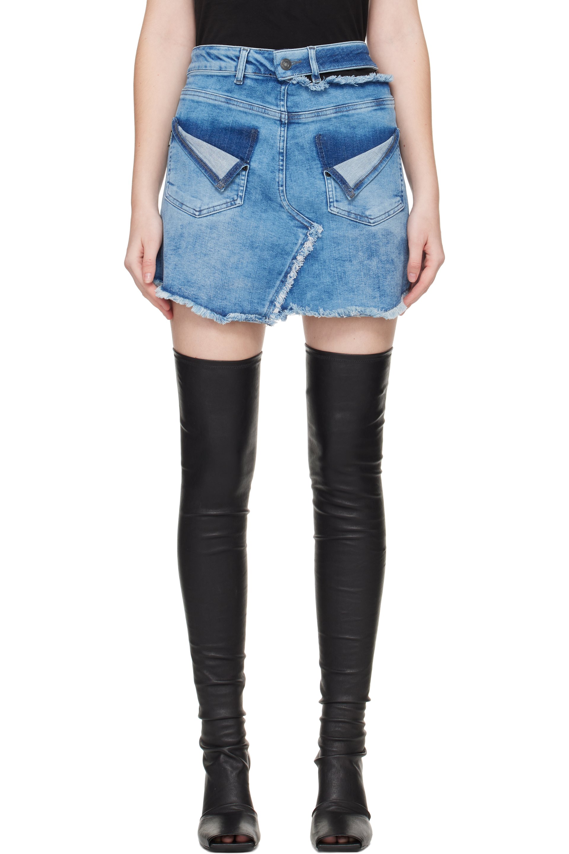 Ottolinger - Minijupe bleue en denim à assemblage inversé