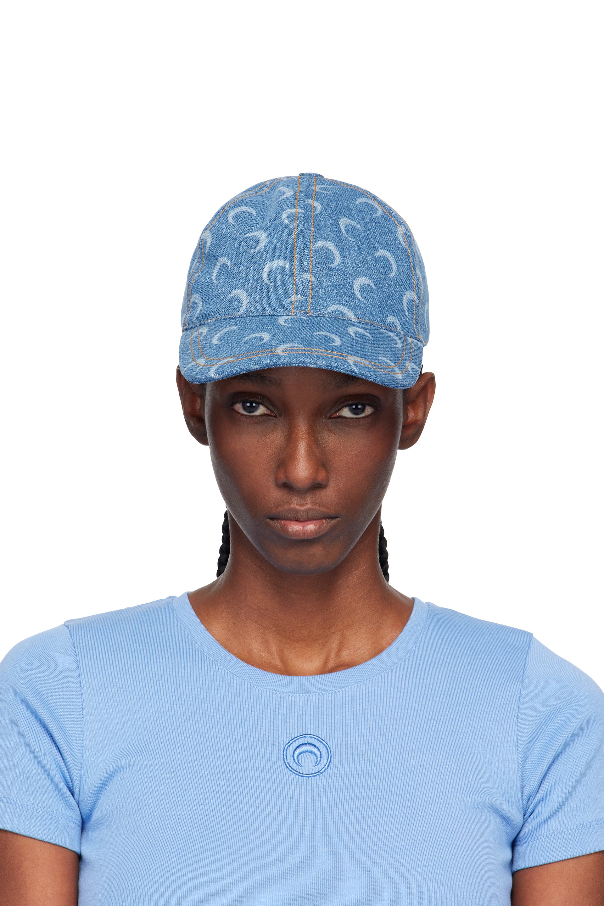 Marine Serre - Blue Moon Laser Denim Baseball Cap
