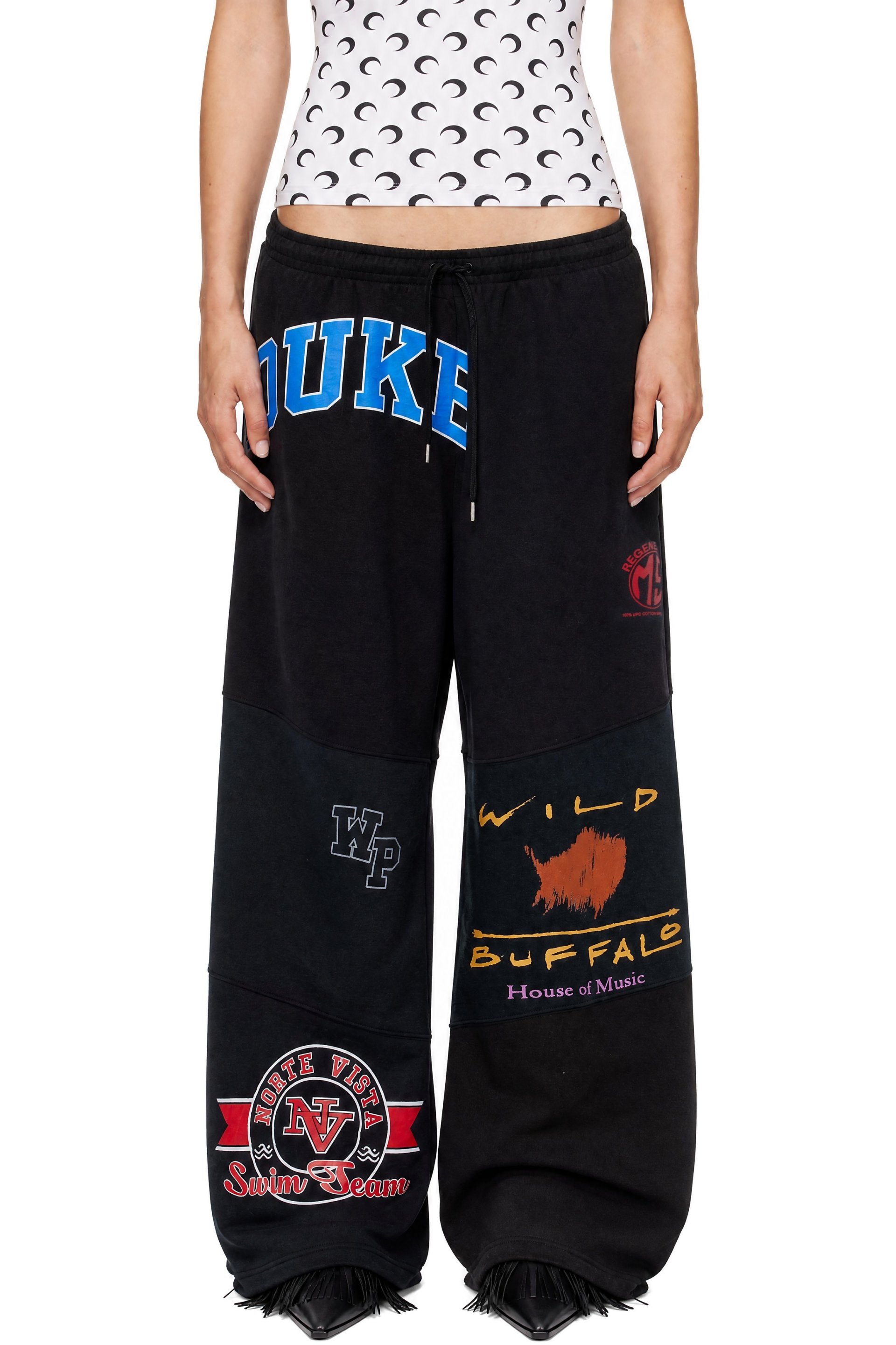Marine Serre - Black Regenerated Graphic Jersey Sweatpants