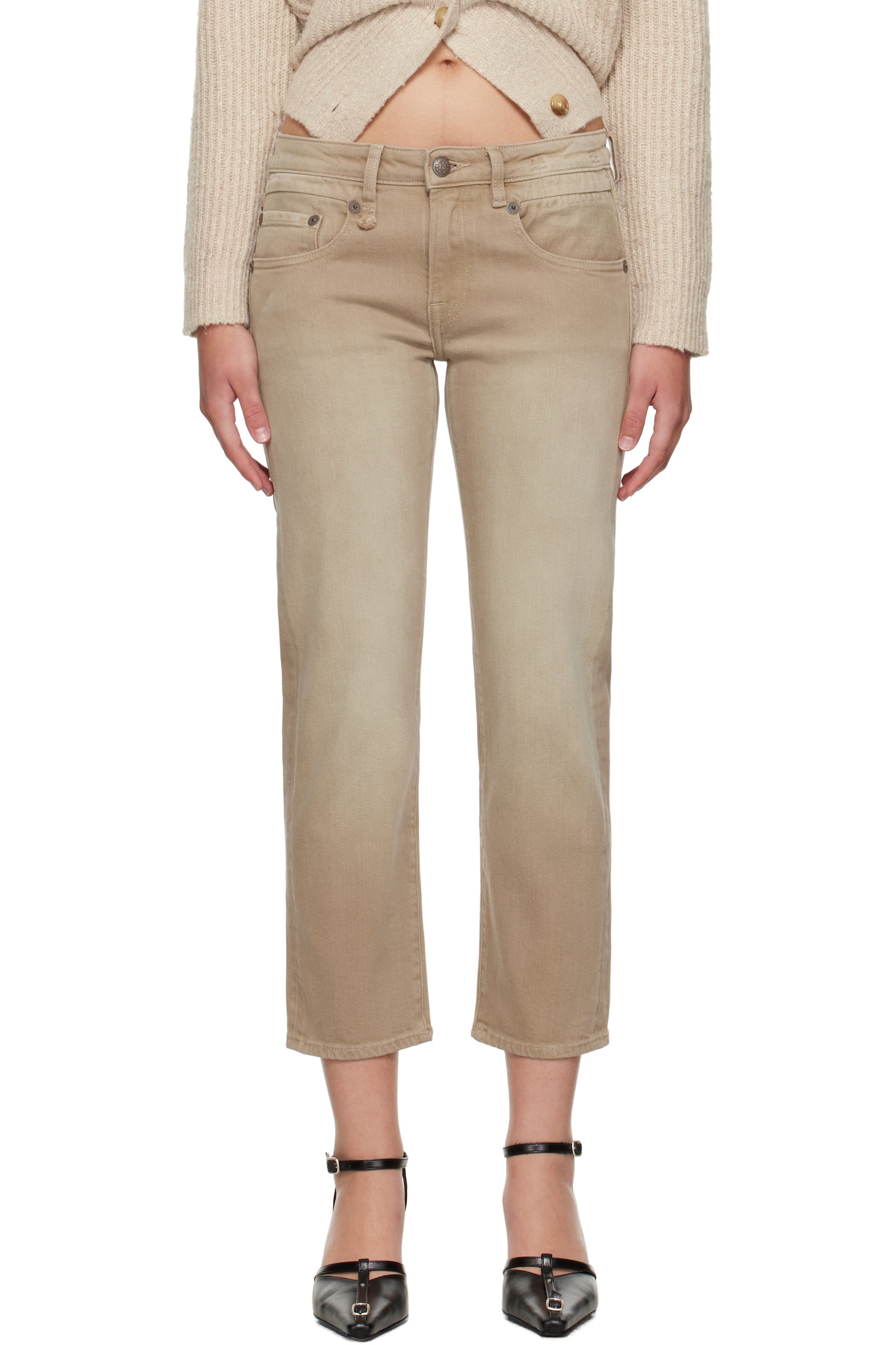 R13 - Jean boyfriend droit brun clair