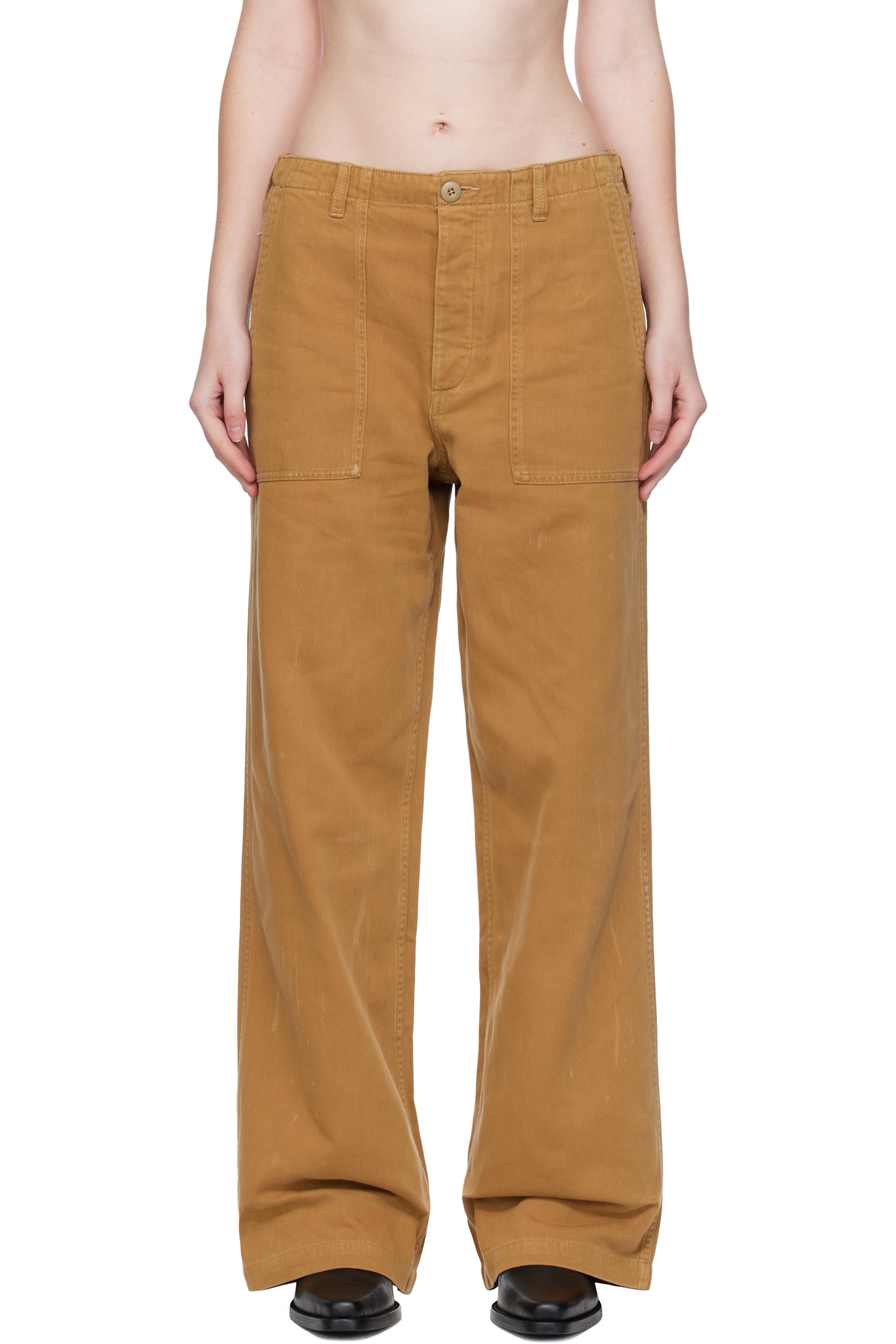 R13 - Pantalon utilitaire ample brun clair
