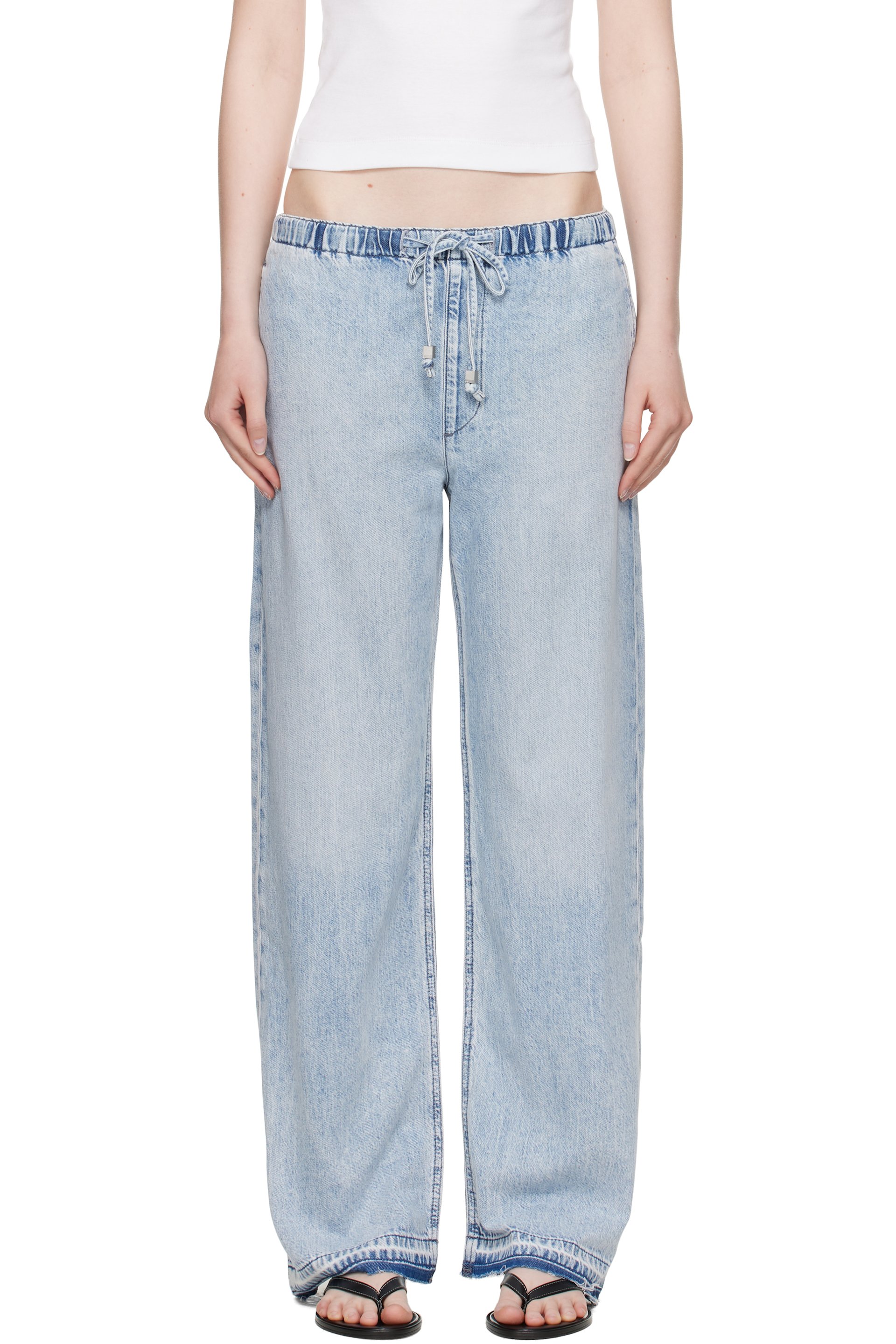 rag & bone - Blue Featherweight Logan Wide-Leg Beach Jeans