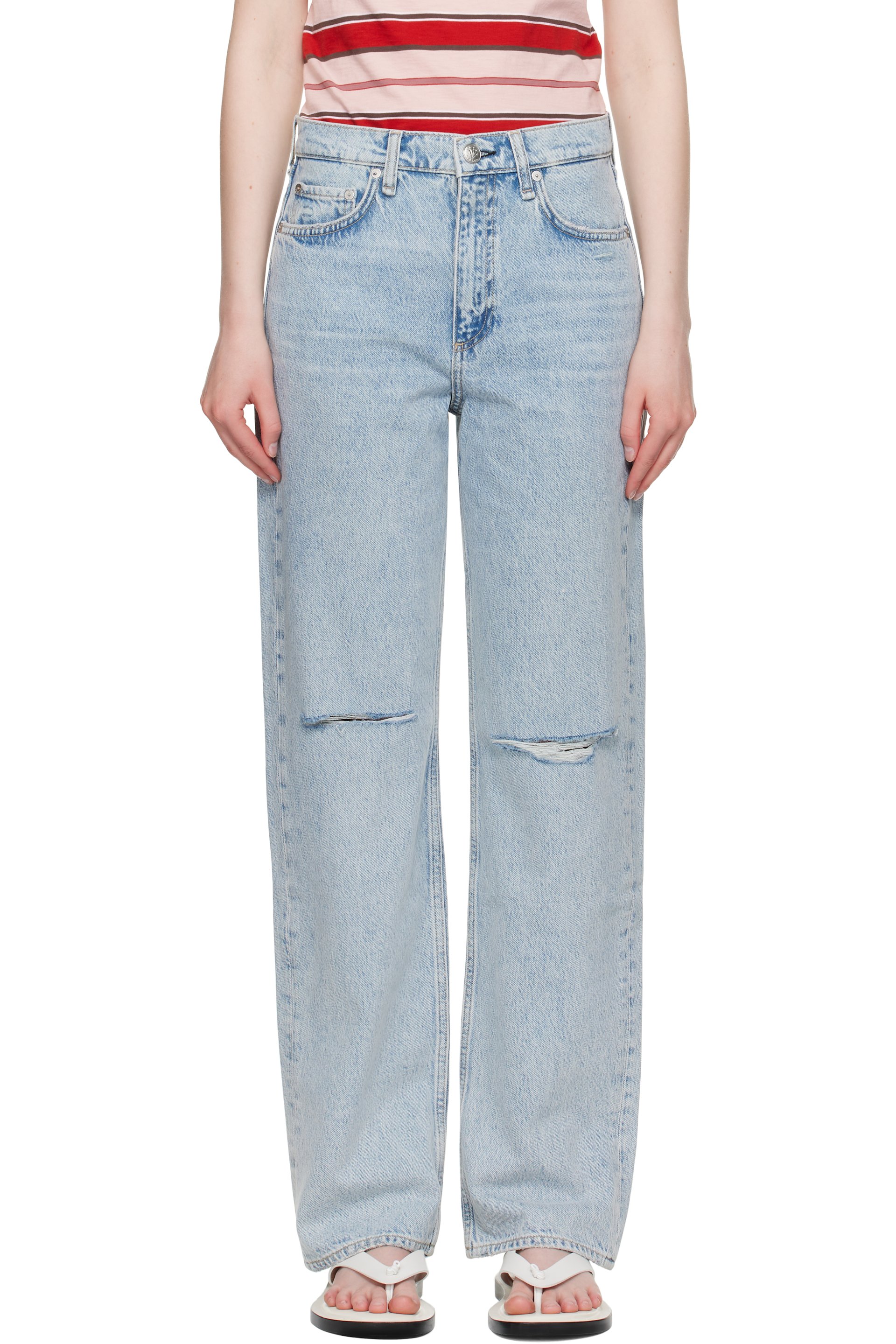 rag & bone - Blue Straight Shea Relaxed High Rise Jeans