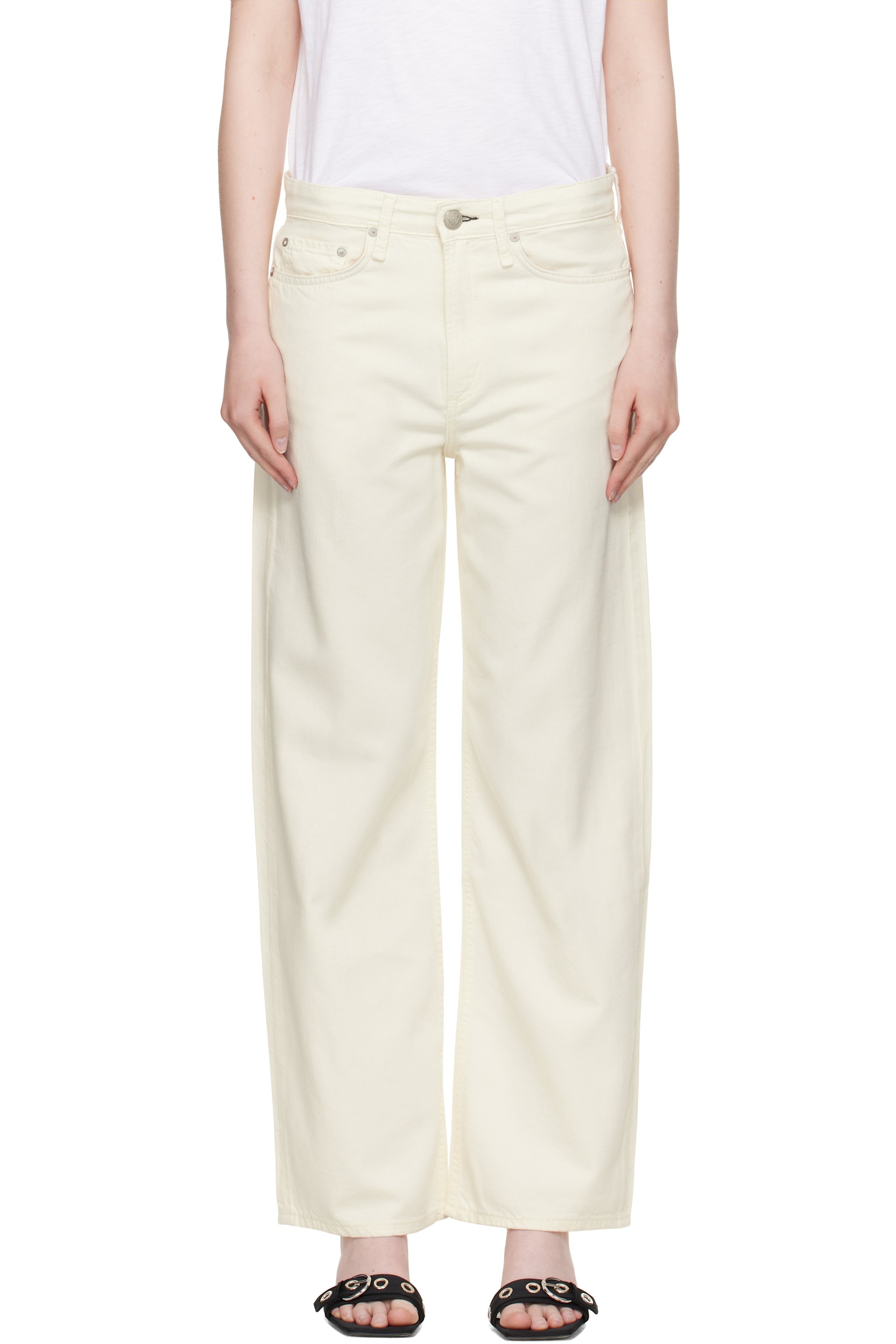 rag & bone - Off-White Featherweight Logan Wide-Leg Jeans