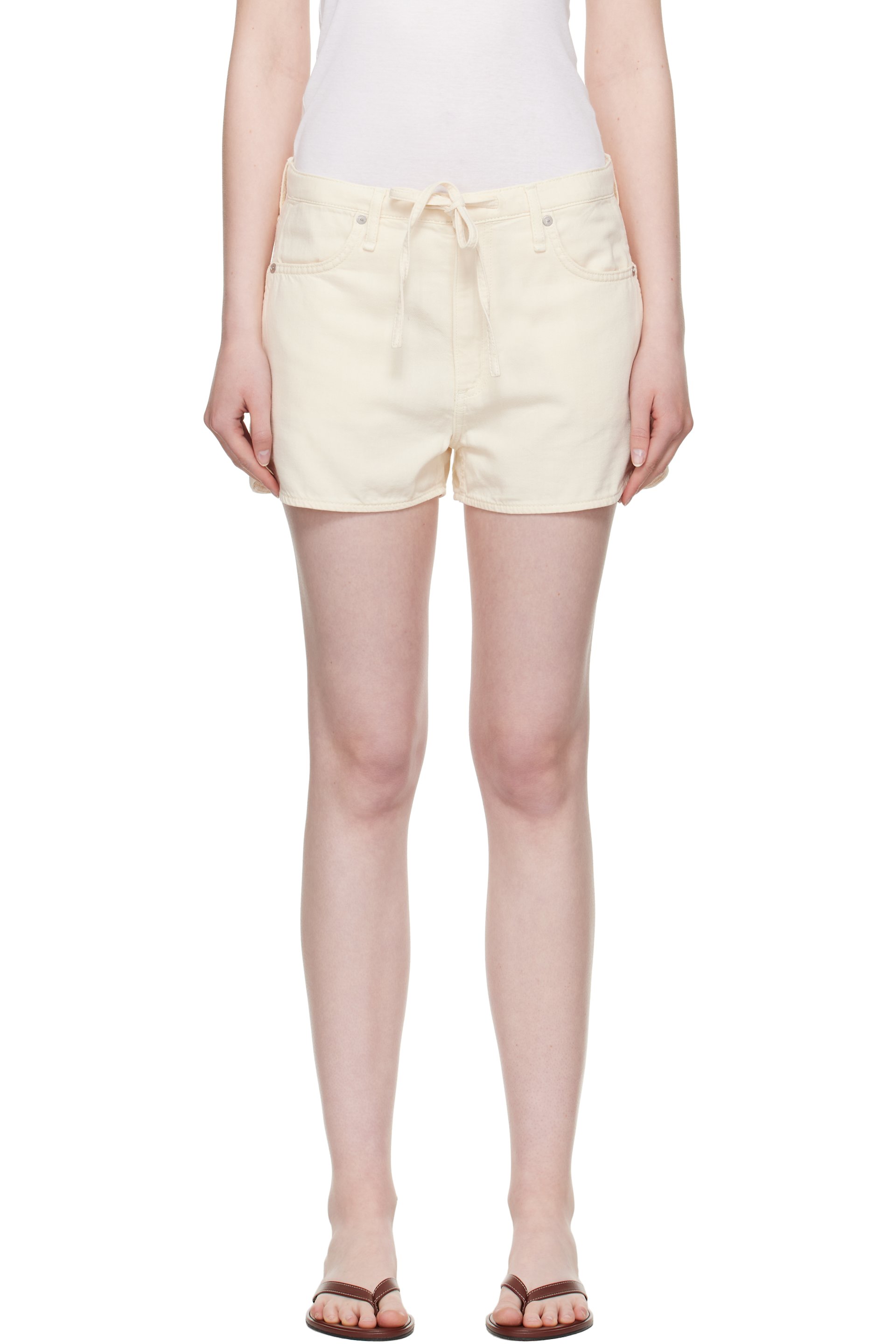rag & bone - Off-White Featherweight Nolan Drawstring Denim Shorts