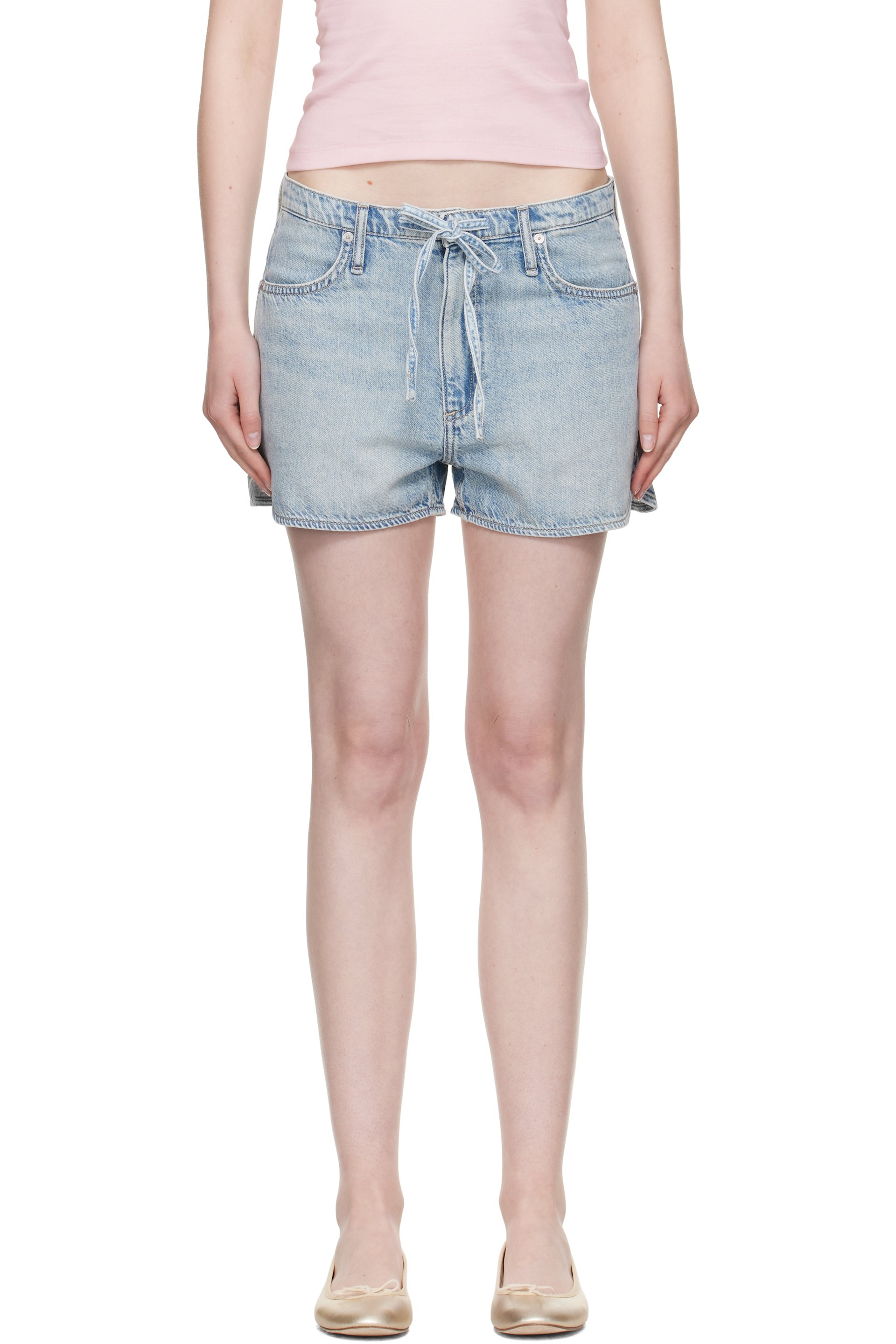 rag & bone - Blue Ultra Featherweight Nolan Drawstring Denim Shorts