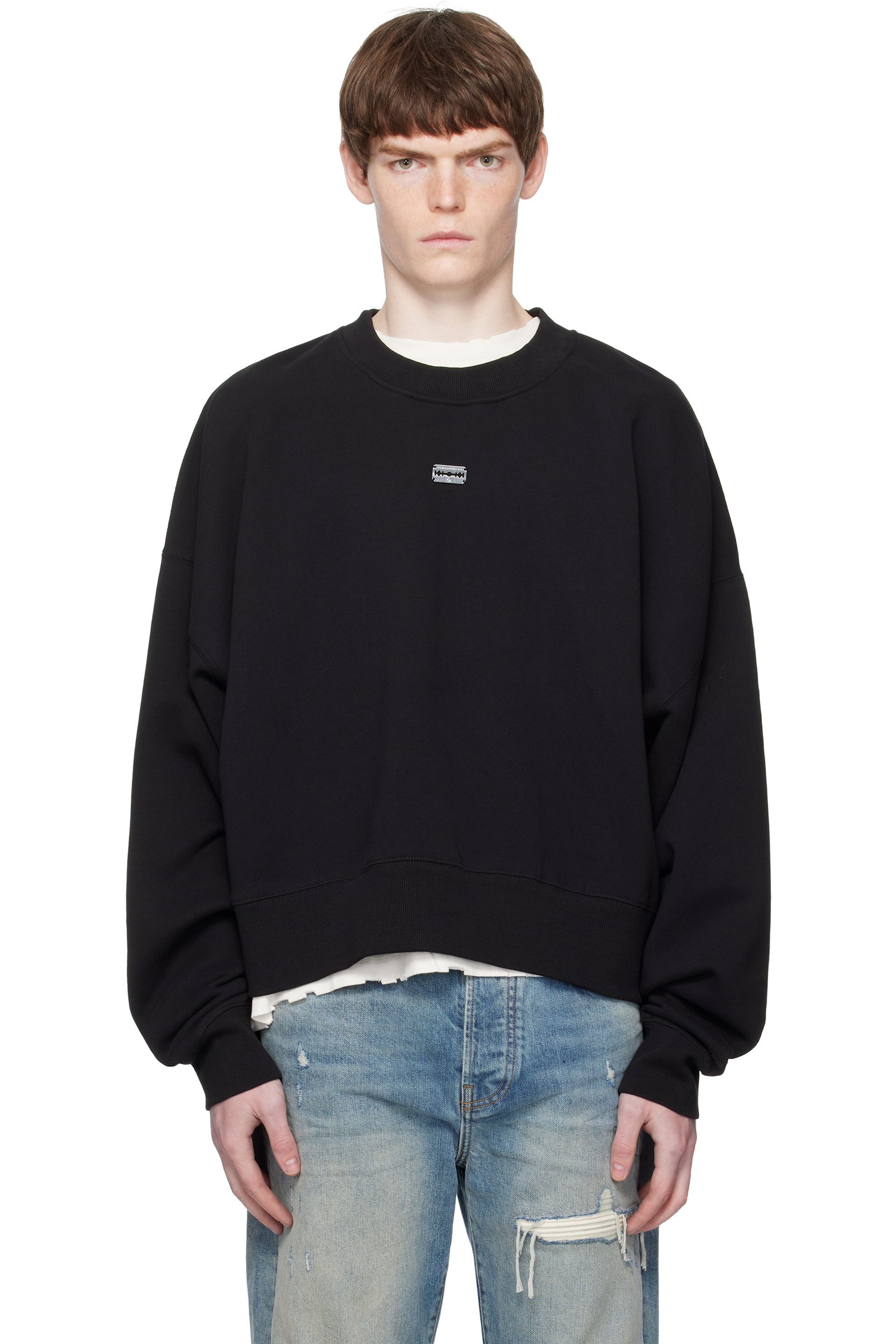 Stolen Girlfriends Club - Pull molletonné noir à ferrure de lame de rasoir et à col ras du cou
