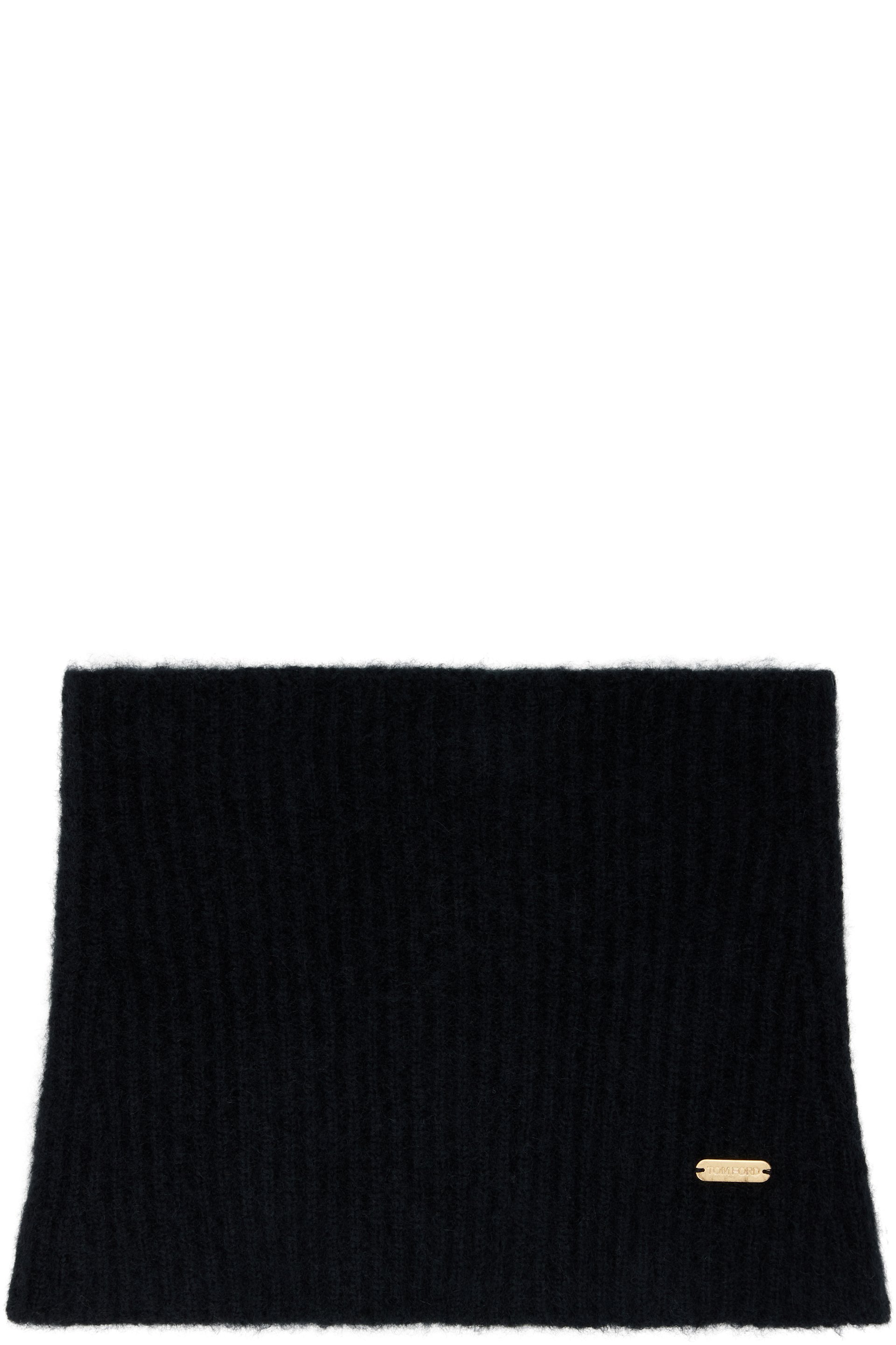 TOM FORD - Écharpe-tube noire à plaque à logo en métal