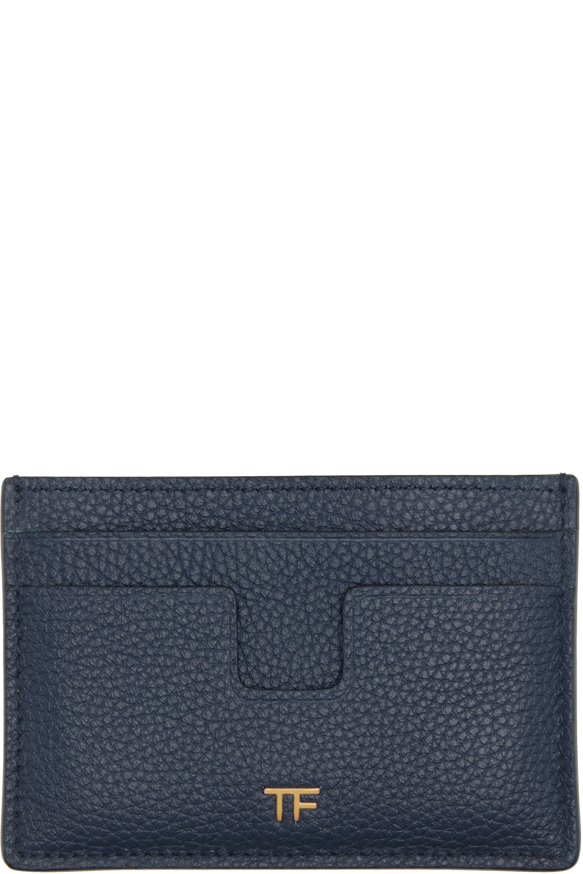 TOM FORD - Navy Grain Leather Card Holder