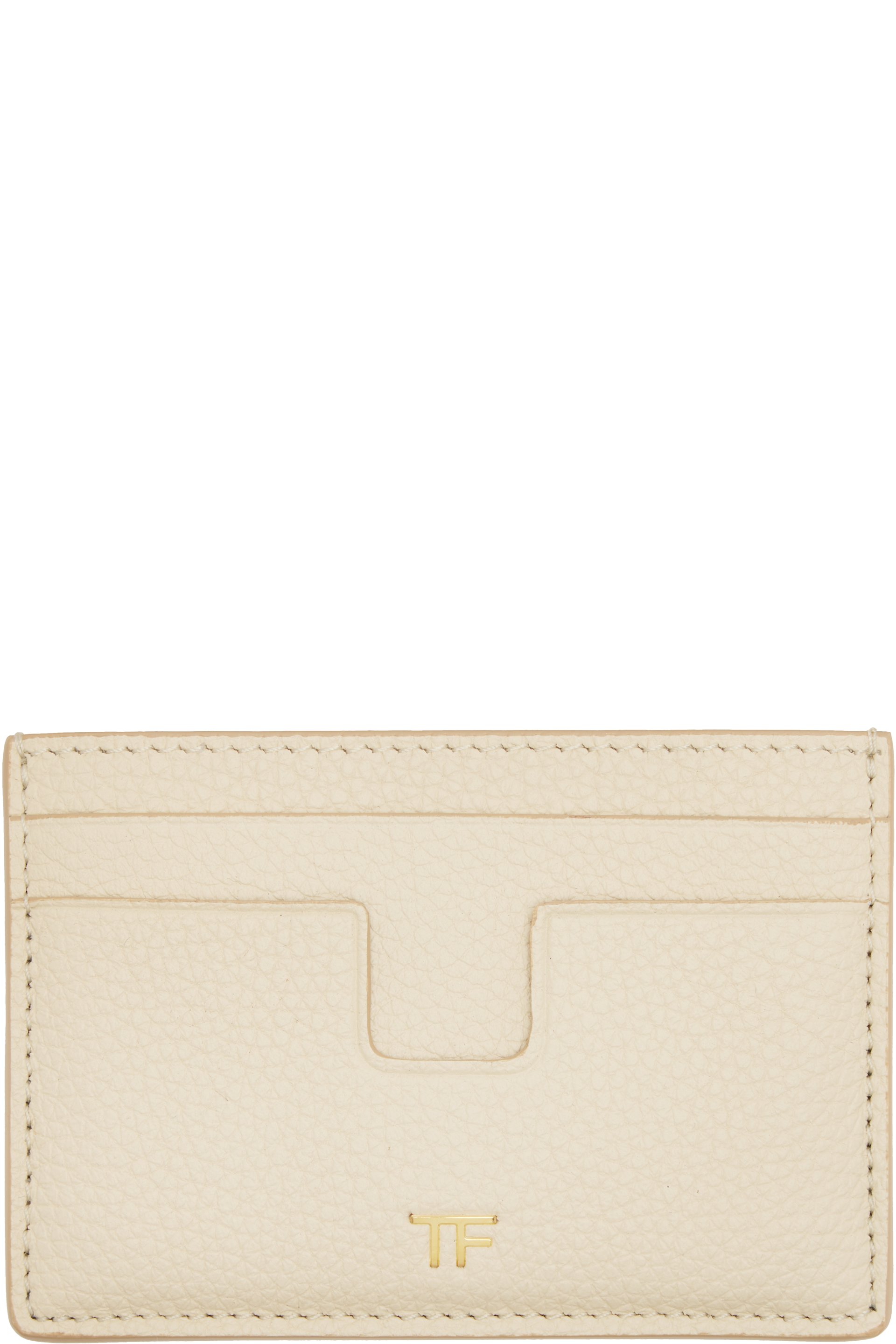 TOM FORD - Beige Grain Leather Card Holder