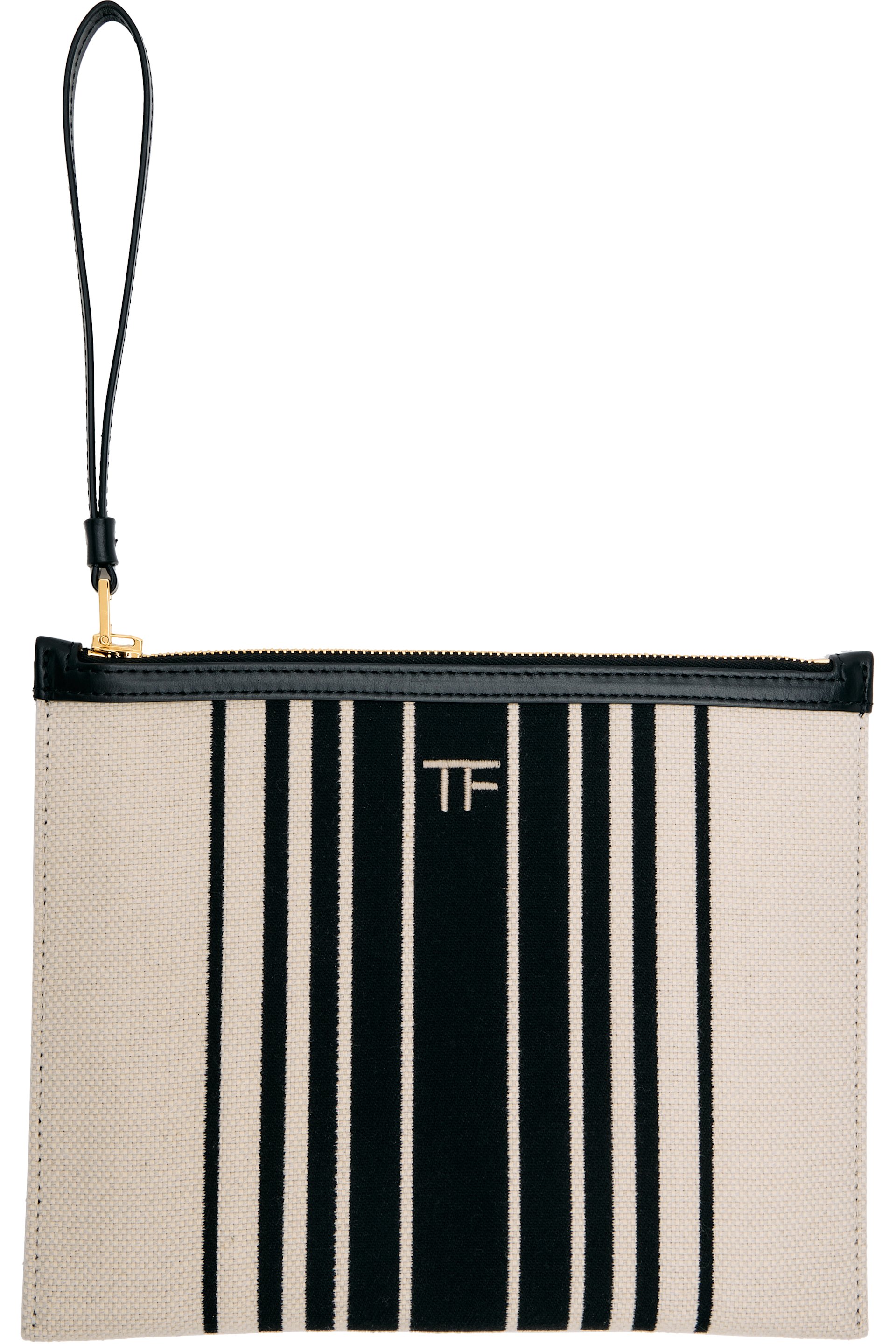TOM FORD - Pochette beige et noir à dragonne