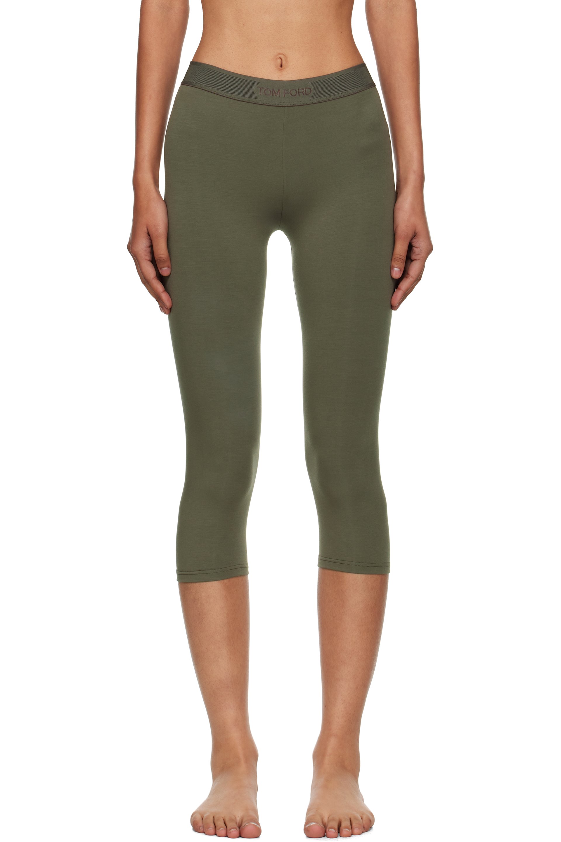 TOM FORD - Legging de yoga kaki en modal
