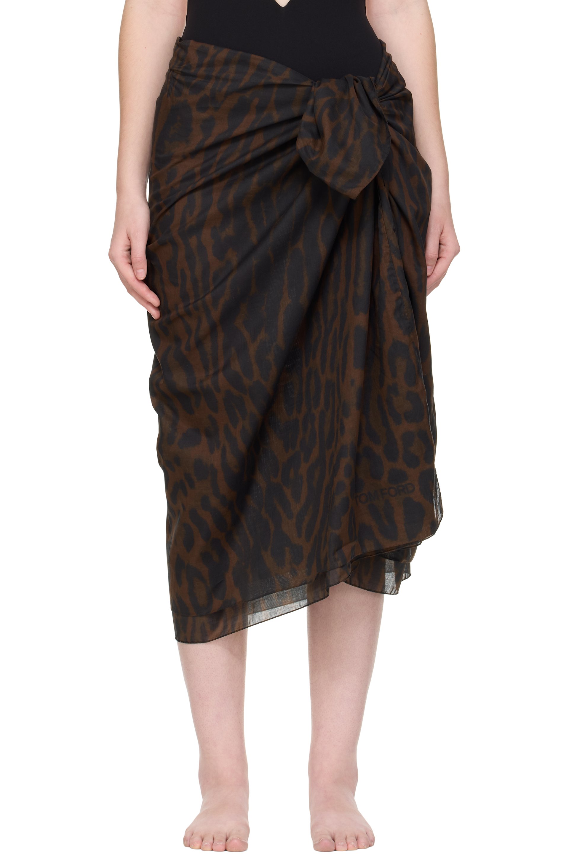 TOM FORD - Jupe cache-maillot de style paréo brune