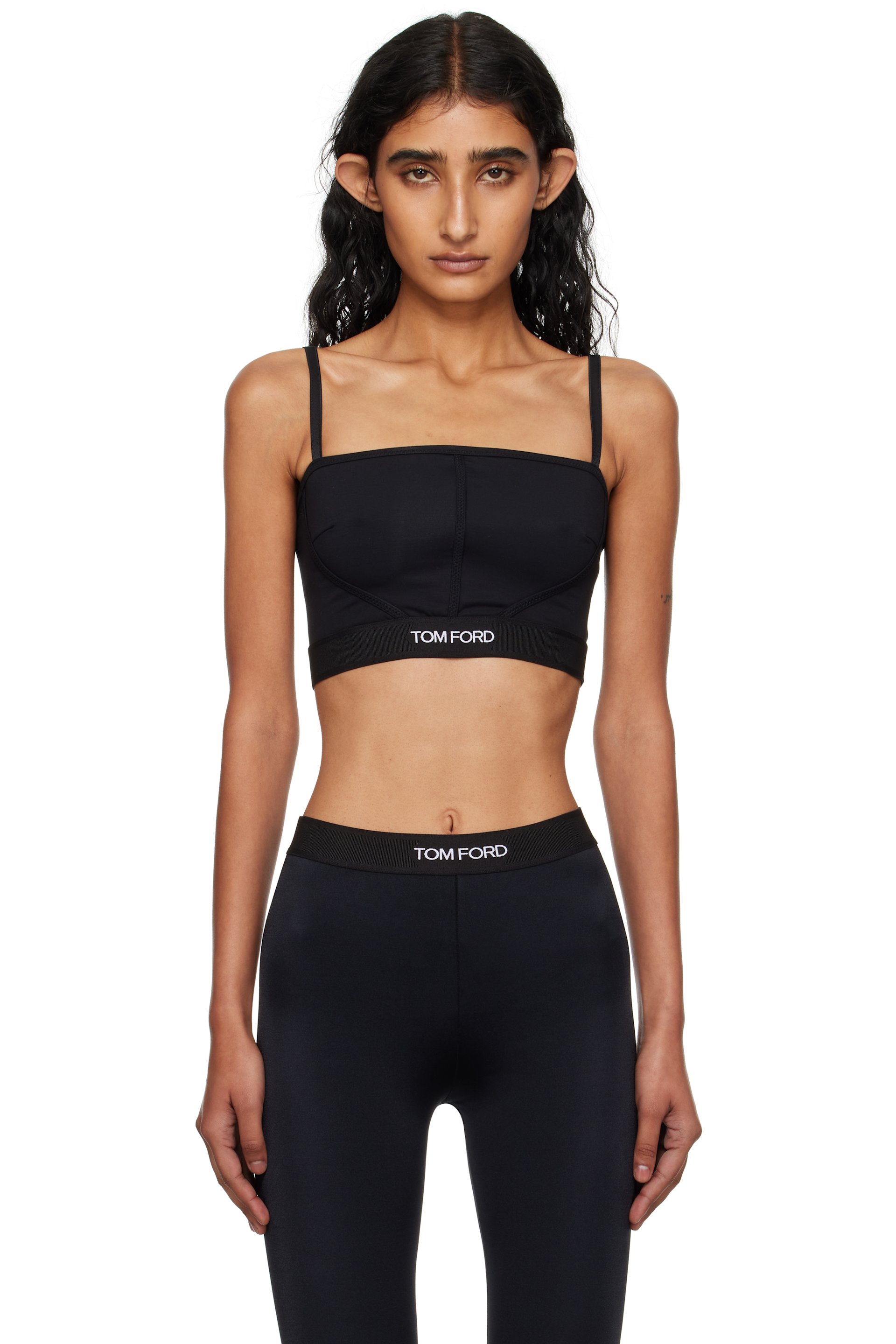 TOM FORD - Soutien-gorge de style bandeau noir en modal à logo