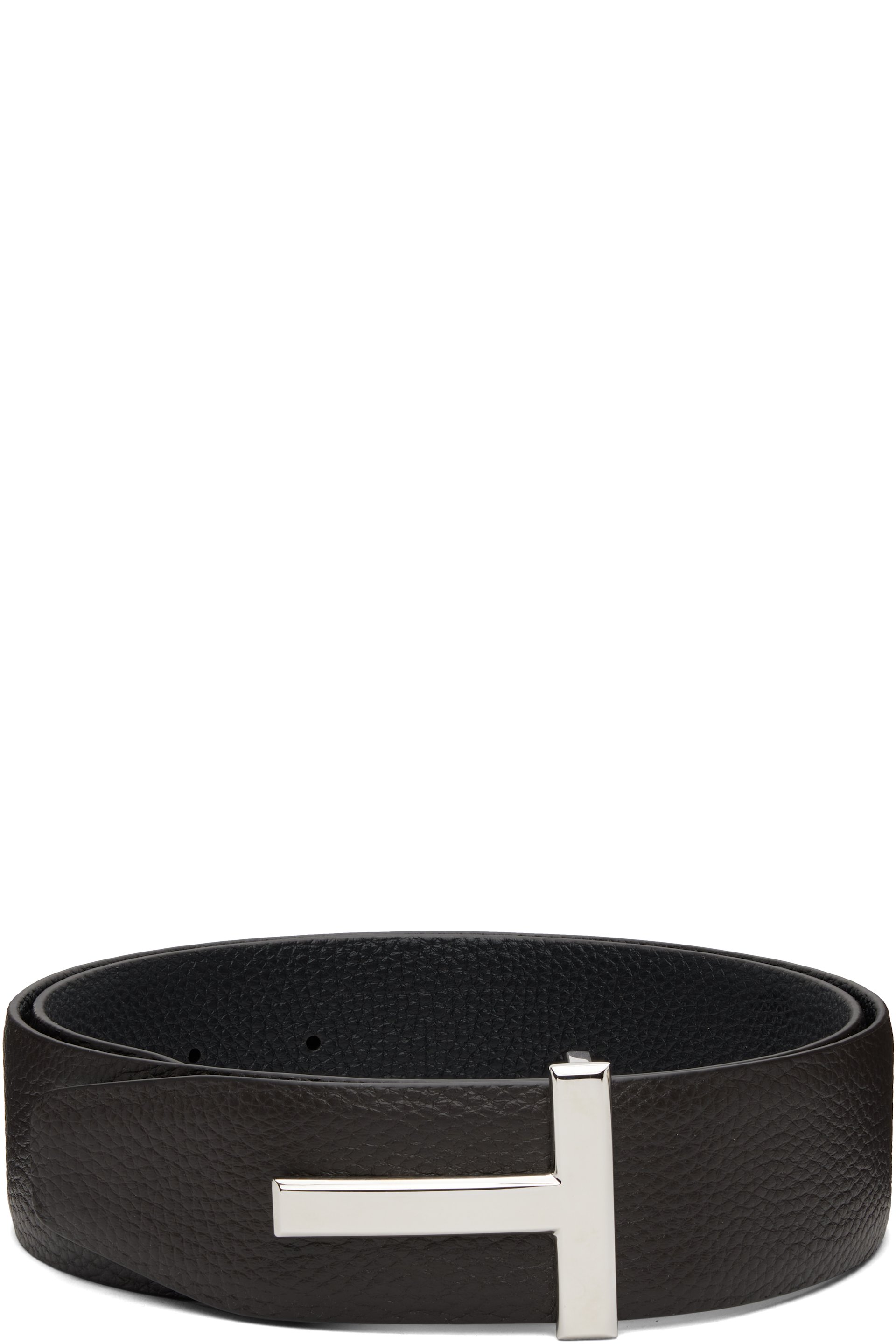 TOM FORD - Brown & Black Reversible T Icon Belt
