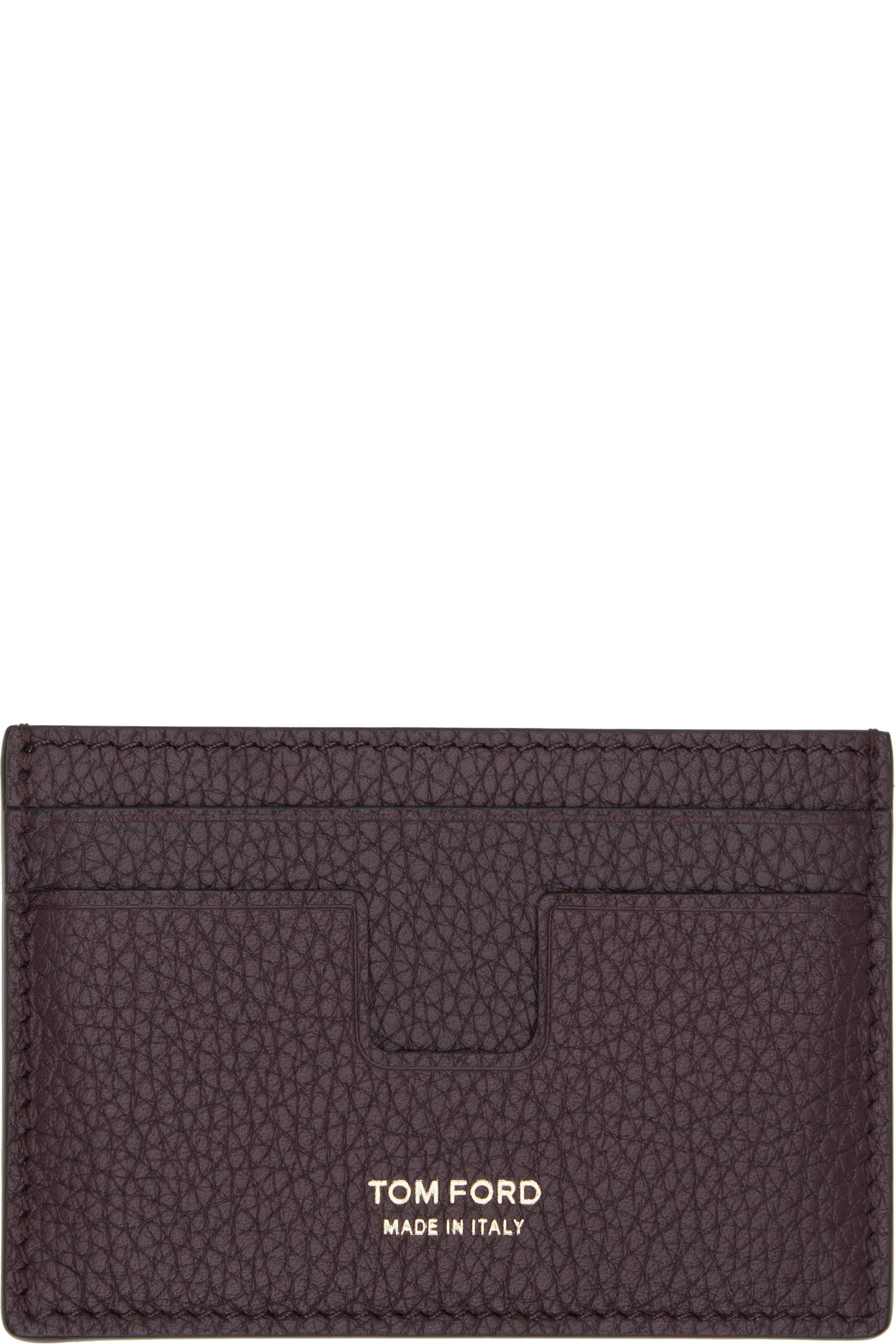 TOM FORD - Burgundy Grain Leather Classic Card Holder