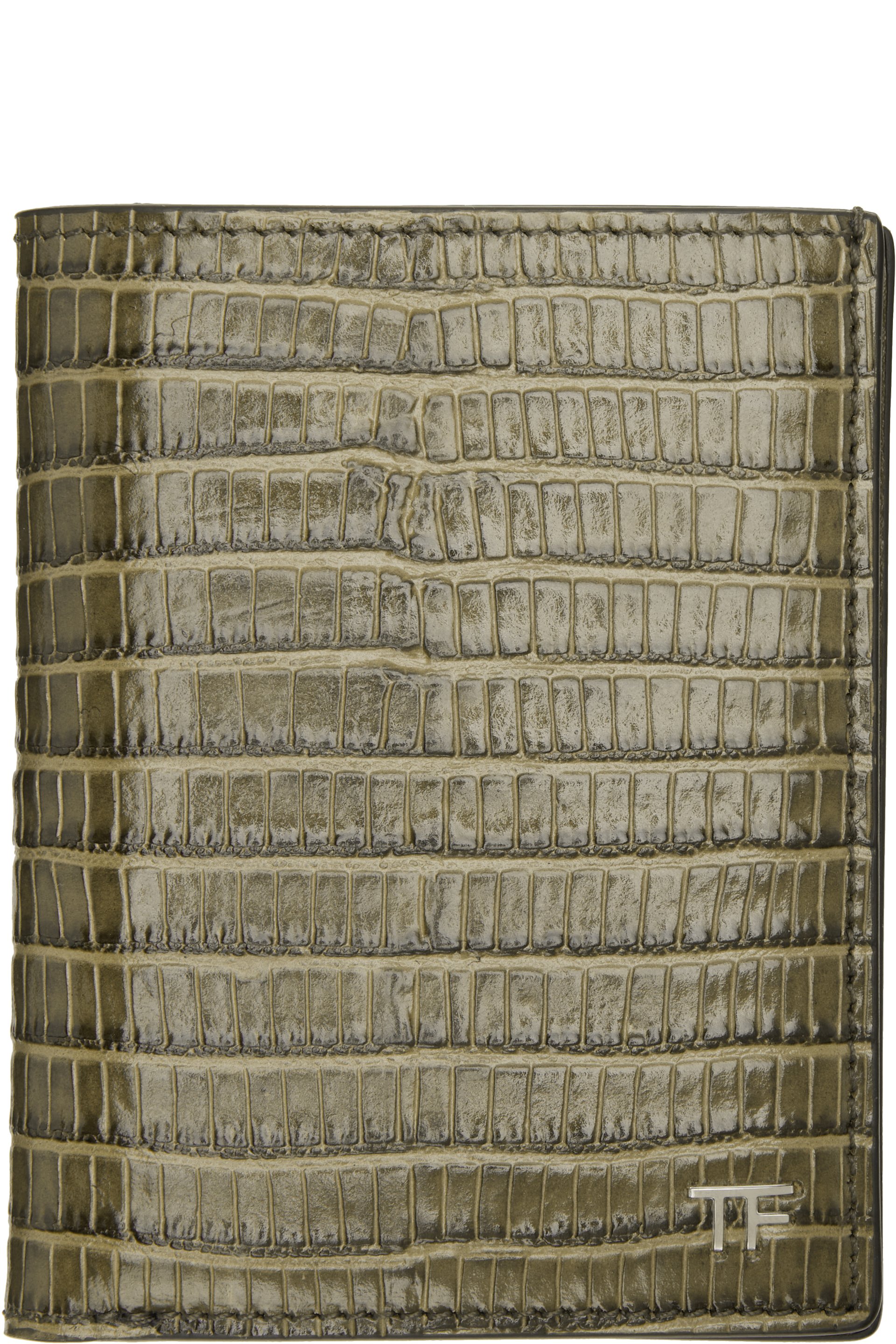 TOM FORD - Khaki Small Grain T Line Bifold Card Holder
