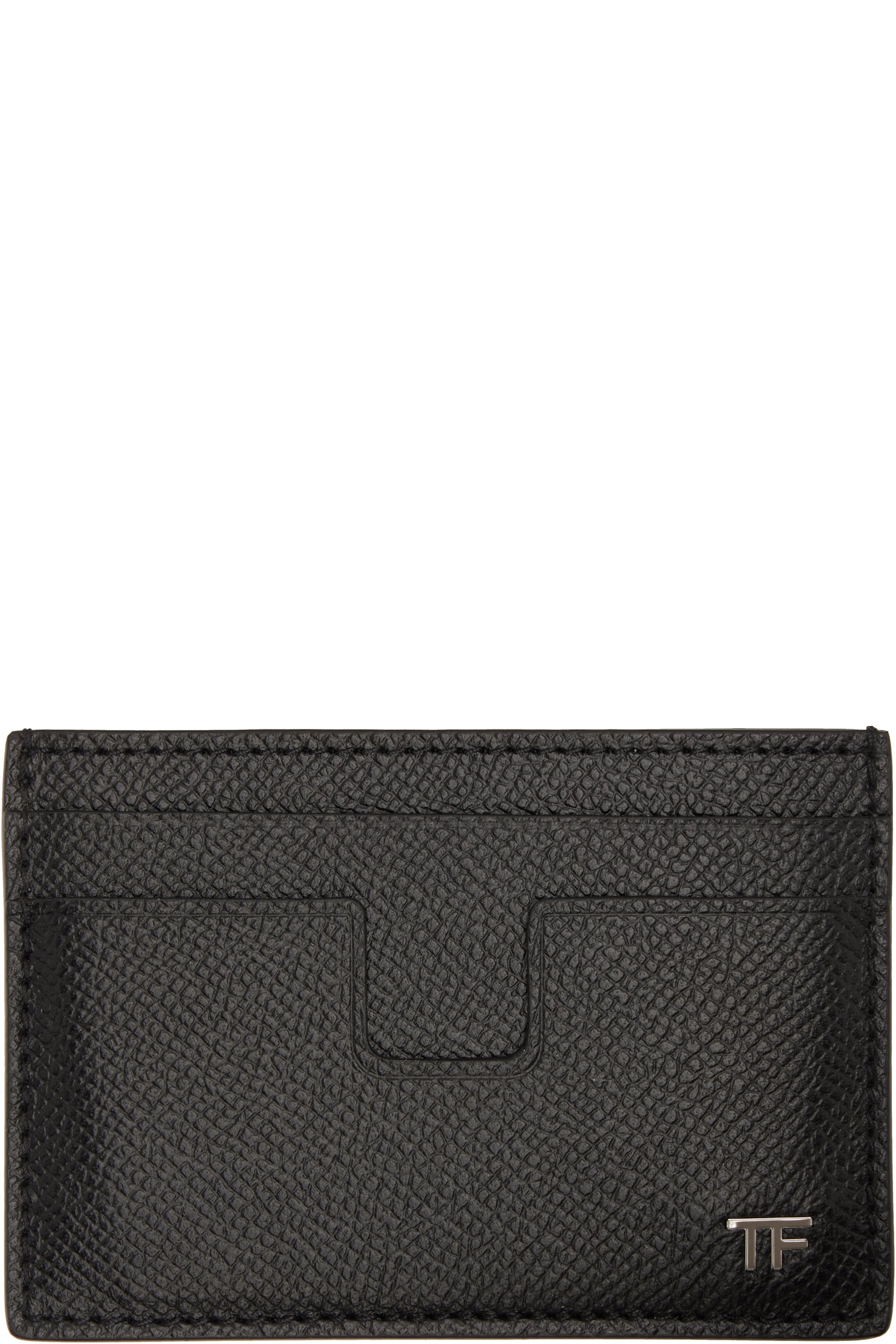 TOM FORD - Black Small Grain Leather Classic Card Holder