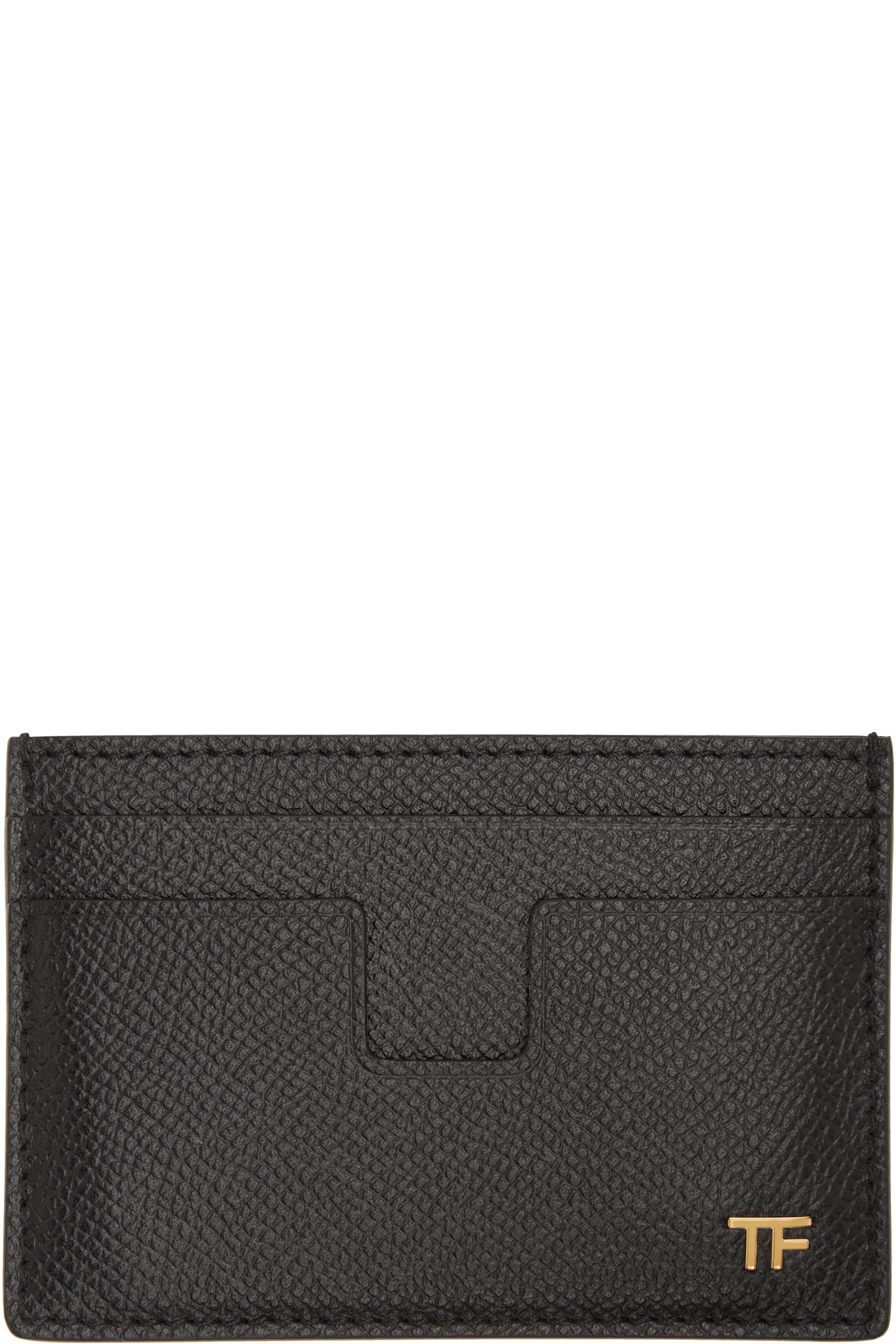 TOM FORD - Black Small Grain Leather Classic Card Holder