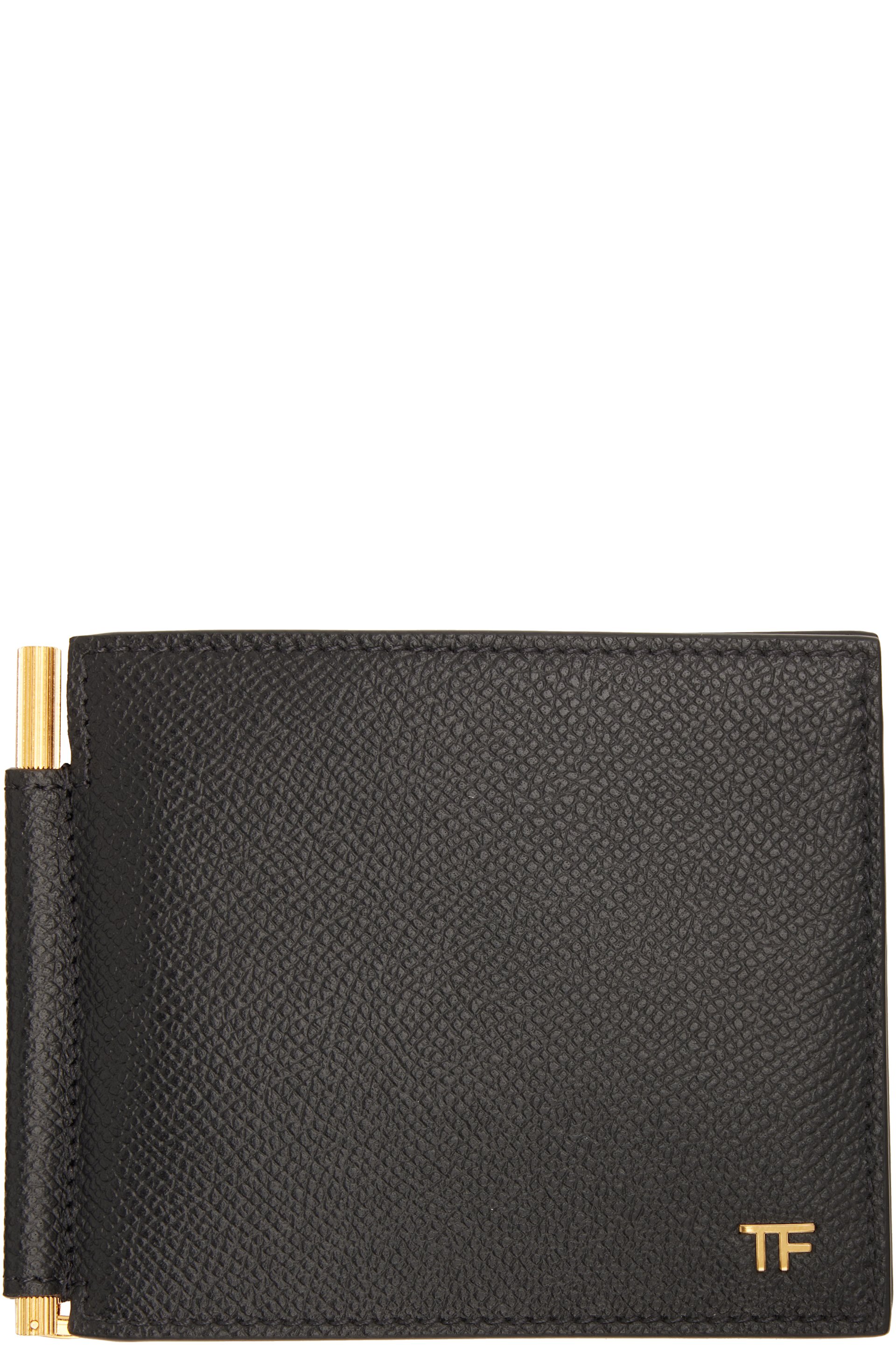 TOM FORD - Black Small Grain Leather T Line Money Clip Wallet