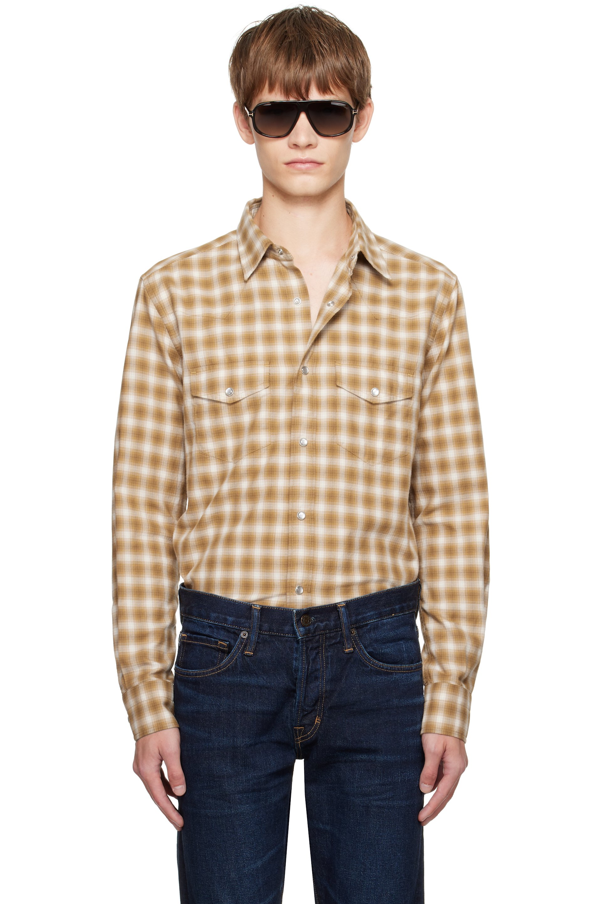 TOM FORD - Tan Check Western Shirt