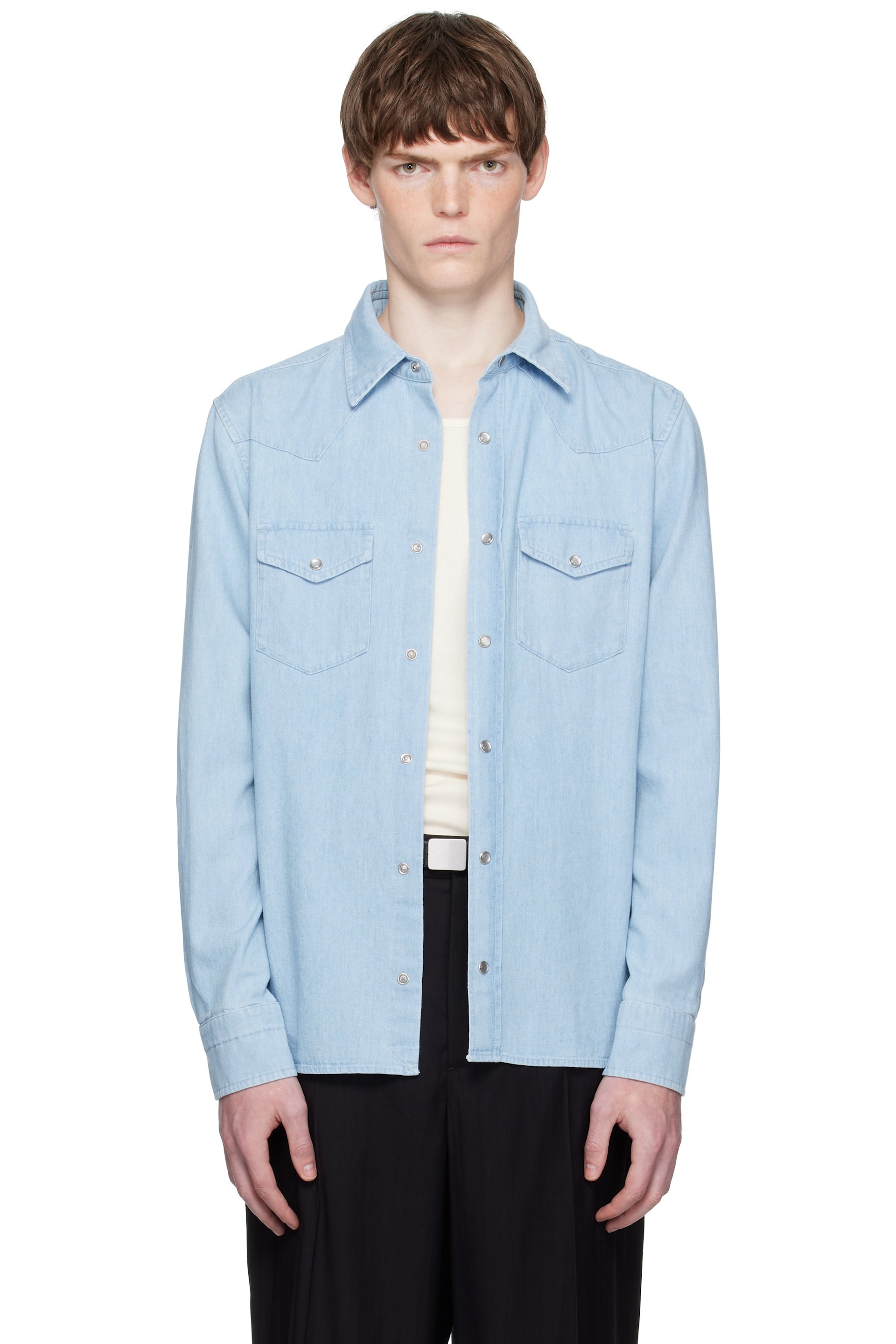 TOM FORD - Blue Denim Chambray Western Shirt