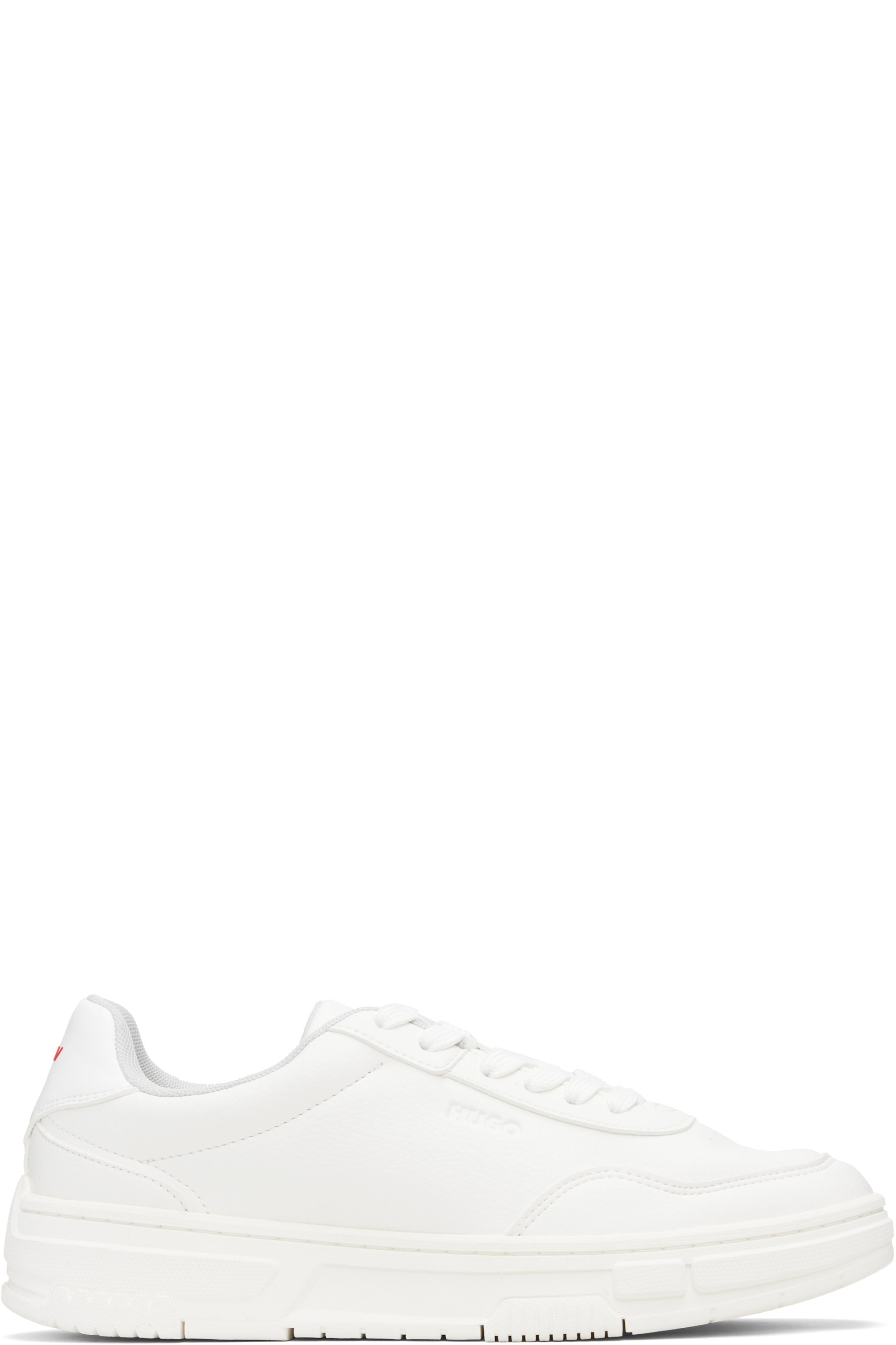 Hugo - Baskets blanches en cuir synthétique à ornements en zigzags