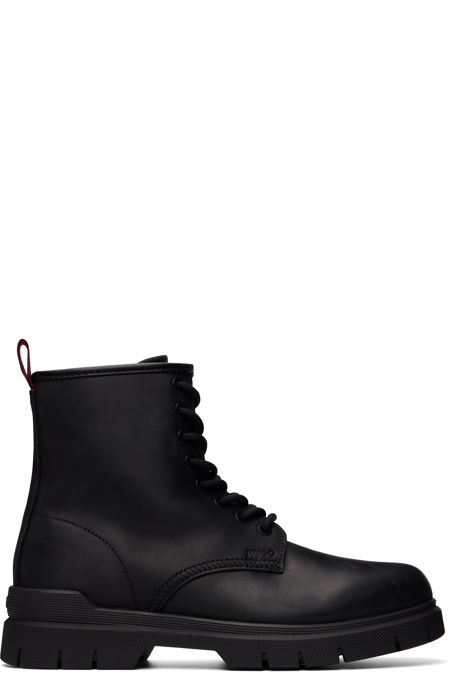HUGO - 黑色 Lace-Up Zip Army 踝靴