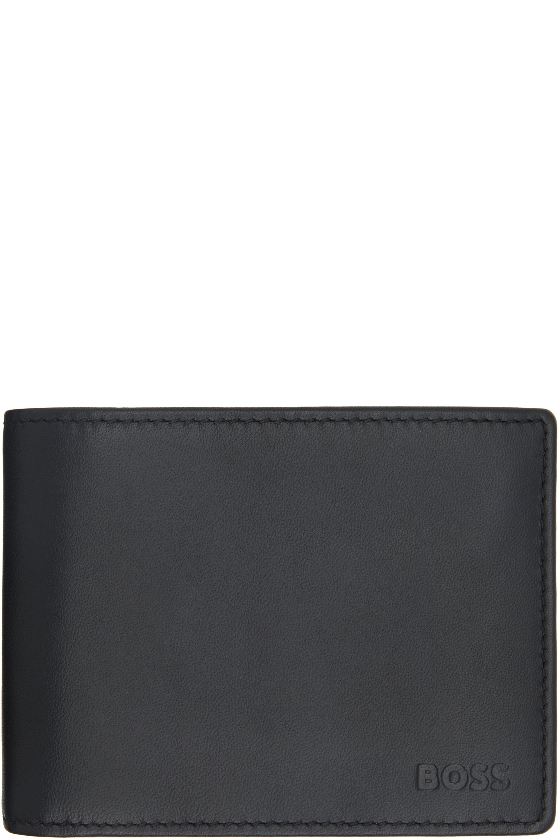 BOSS - Black Embossed-Logo Coin Wallet