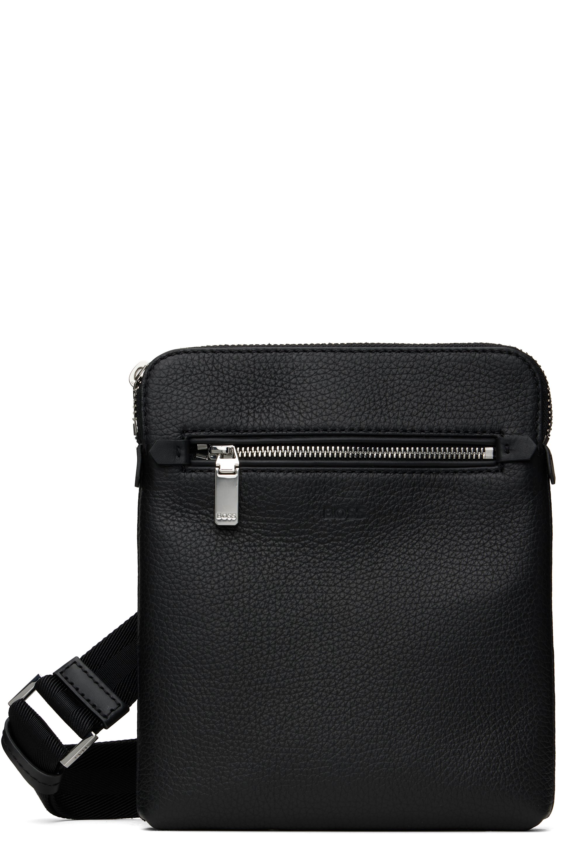 BOSS - Black Pebble-Grained Leather Bag