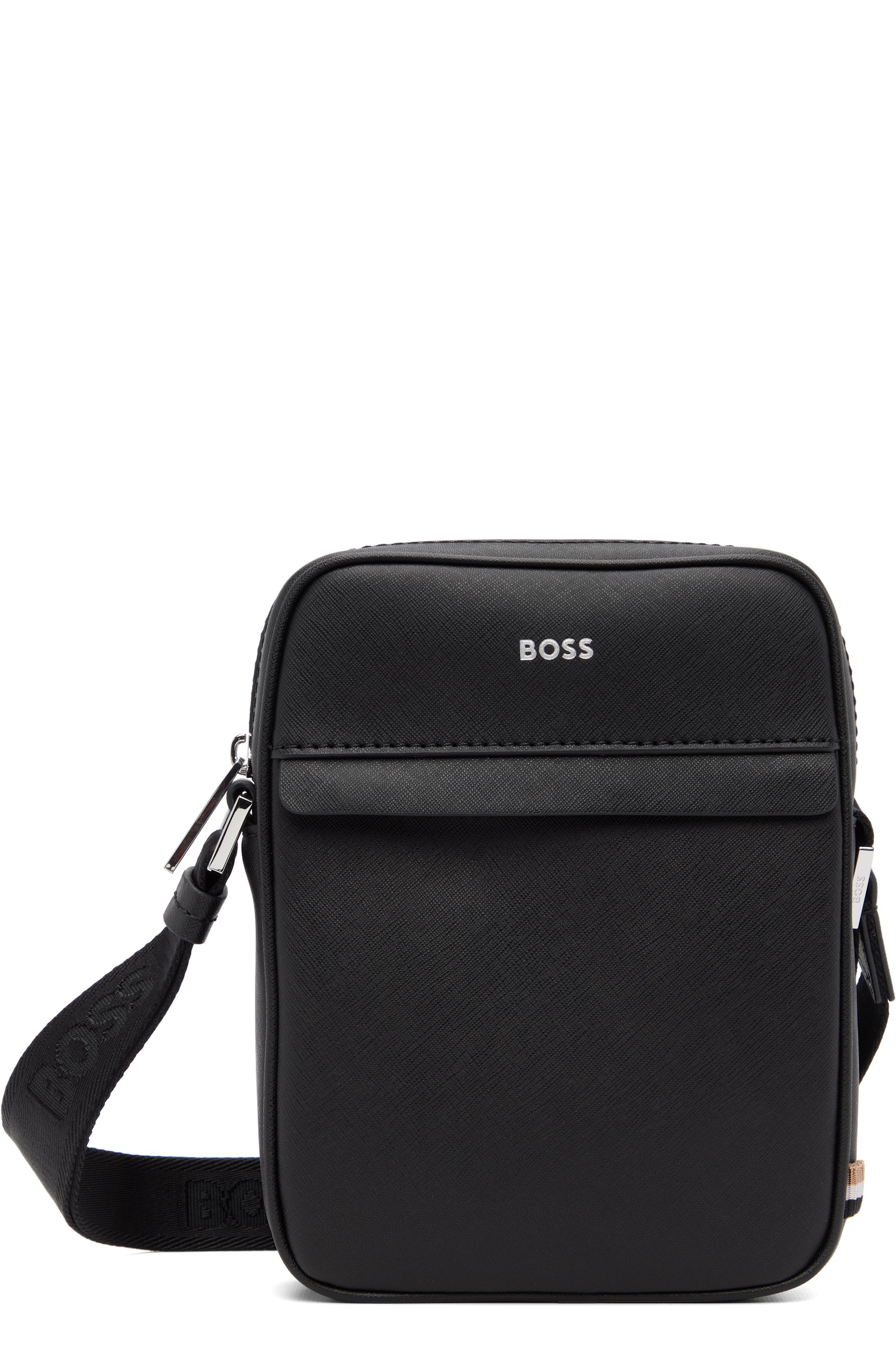 BOSS - Black Signature Stripe Logo Detail Reporter Bag
