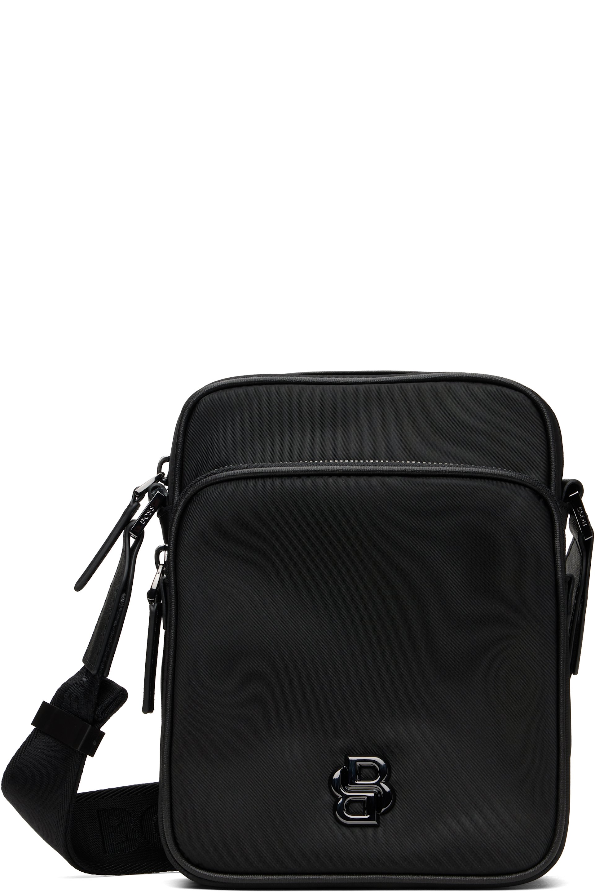 BOSS - Black Double B Monogram Twill Reporter Bag