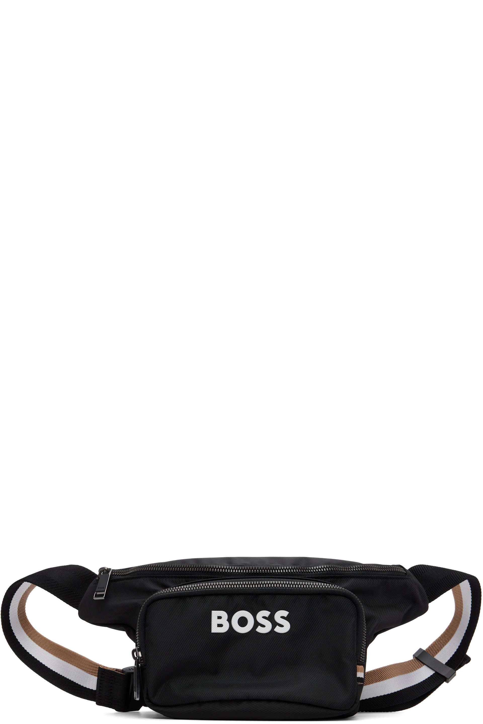 BOSS - Black Contrast Logo Structured Belt Bag