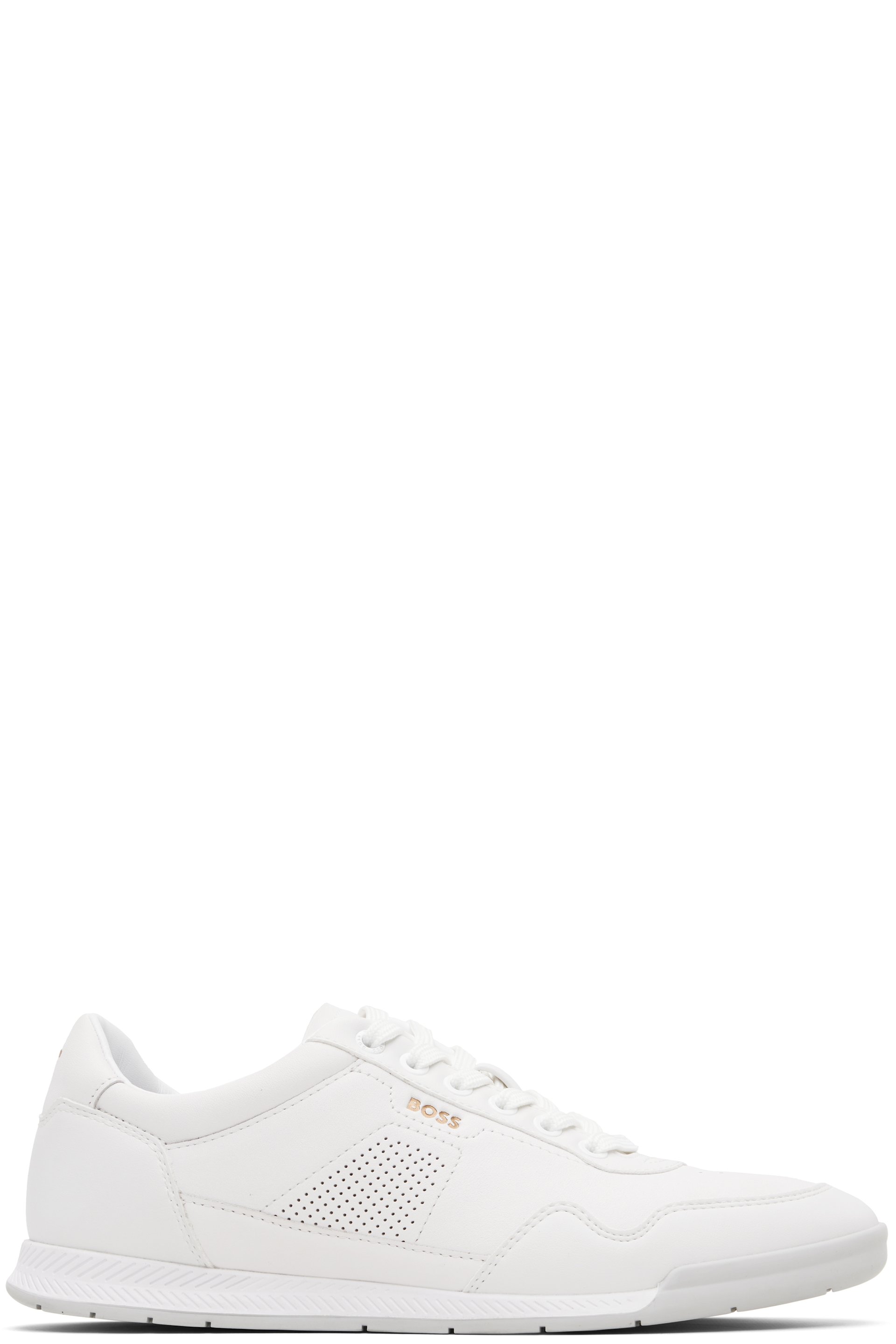 Boss - Baskets blanches en cuir à logos