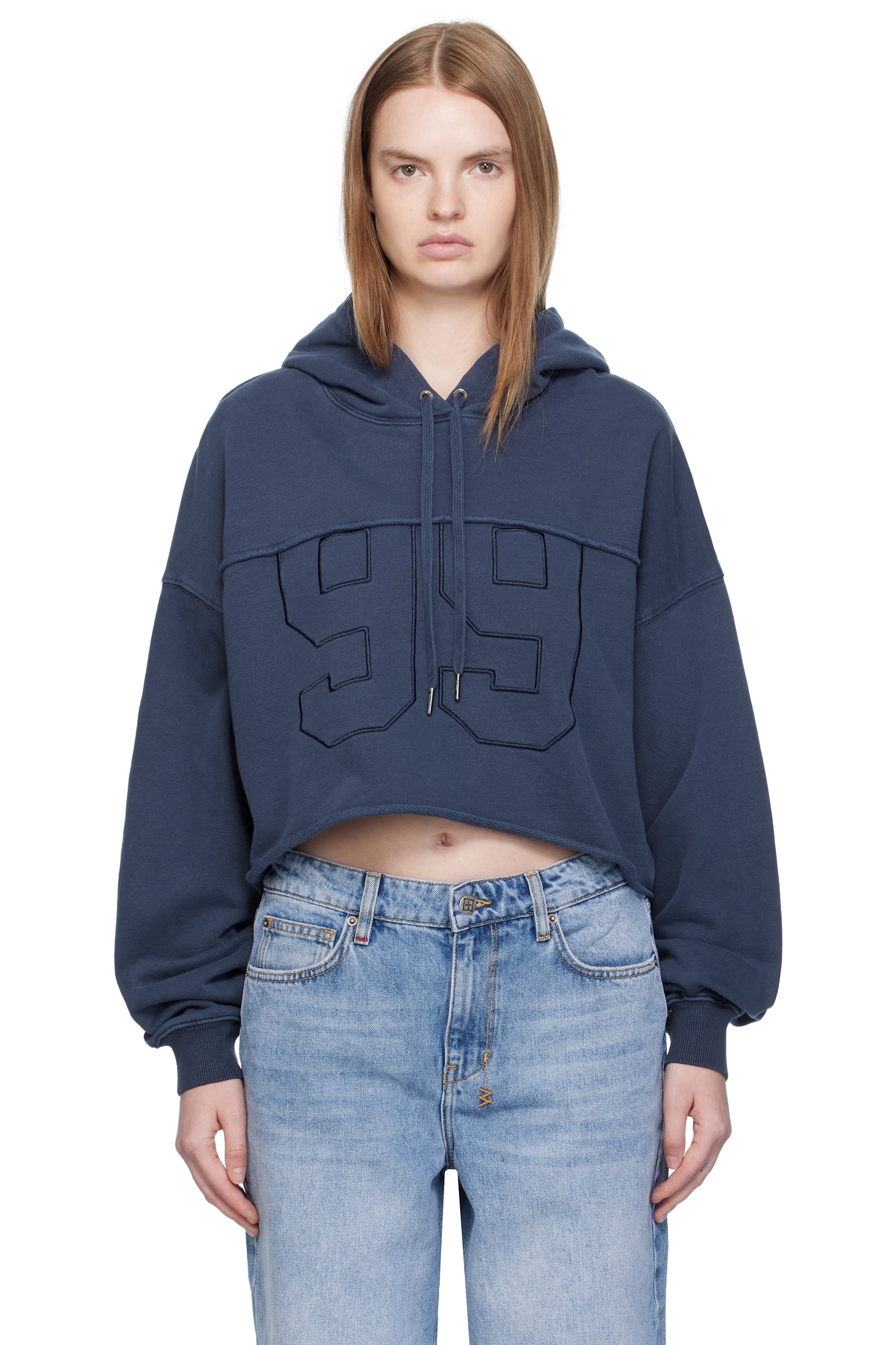 Ksubi - Pull à capuche écourté bleu marine - Oh G