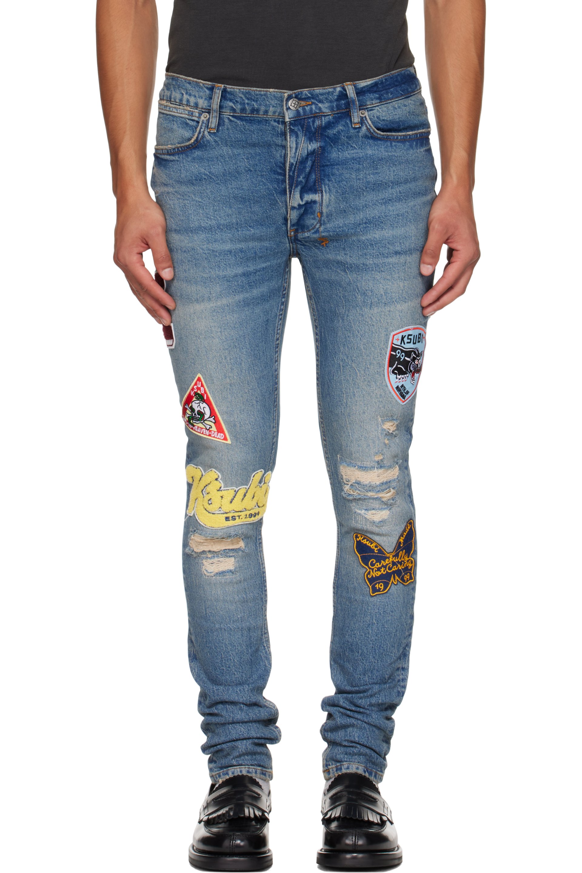Ksubi - Blue Van Winkle Rodeo Patched Jeans