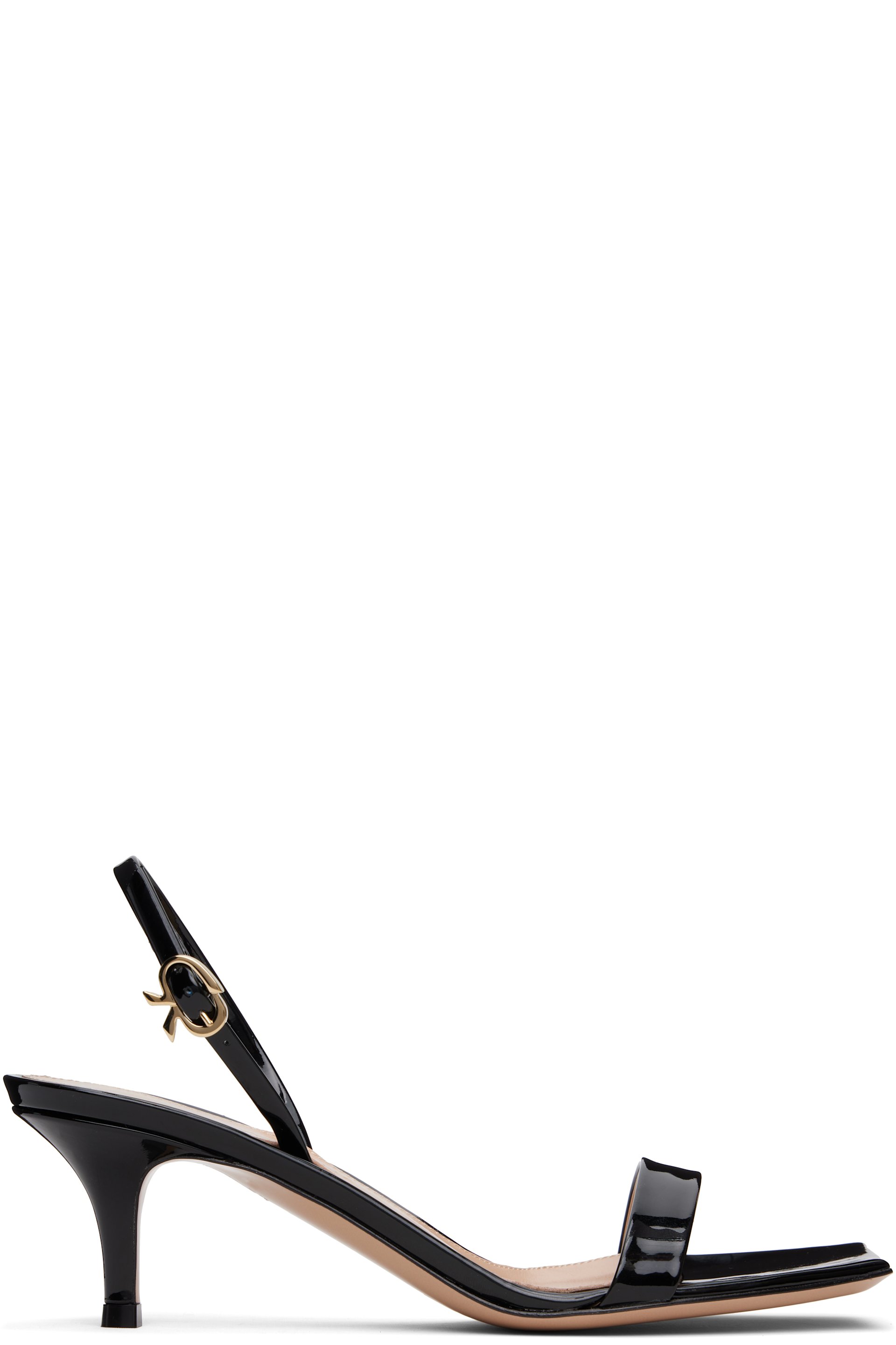 Gianvito Rossi - Black Ribbon Kitten Heeled Sandals
