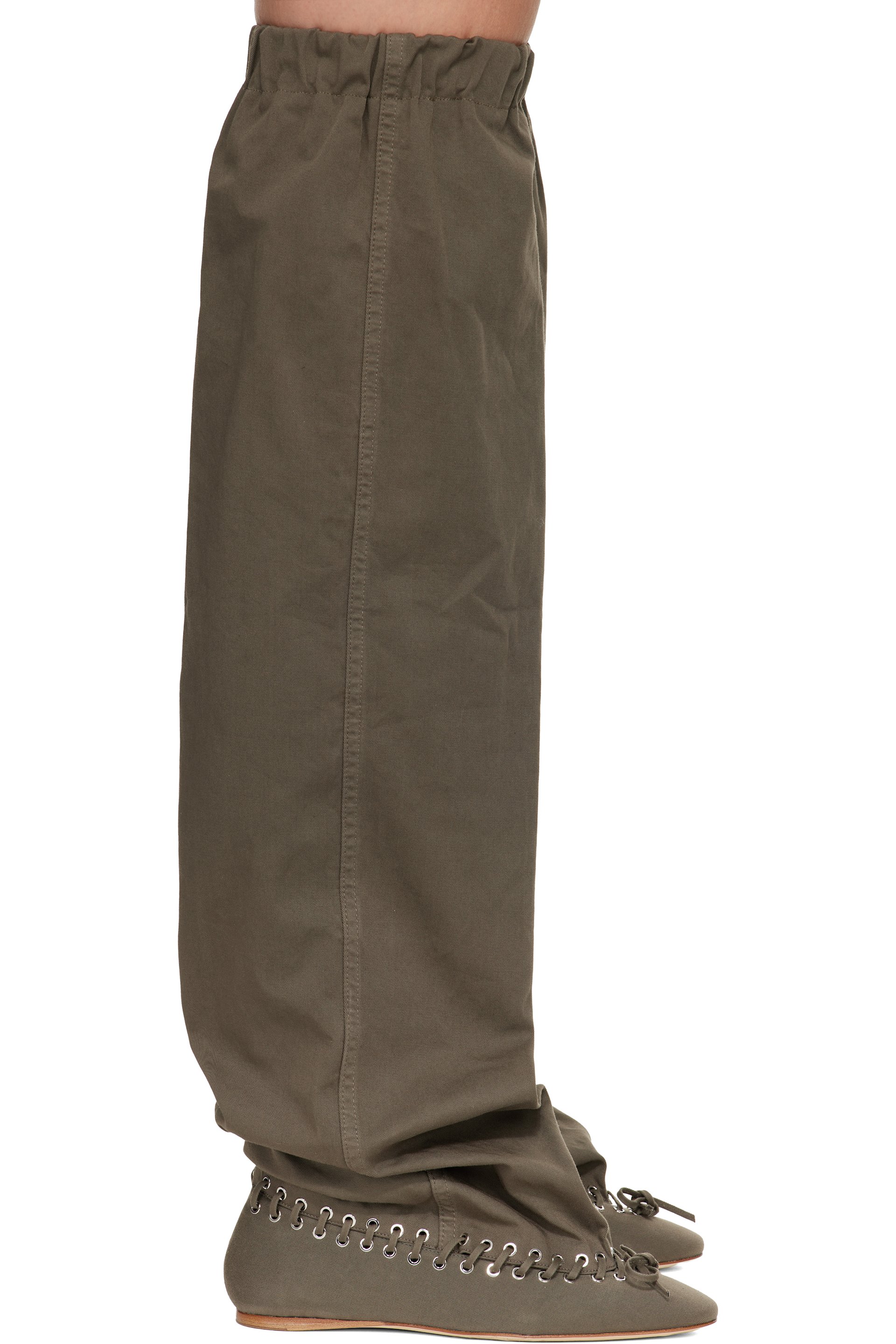 August Barron - Khaki Level Flat Thigh High Tall Boots