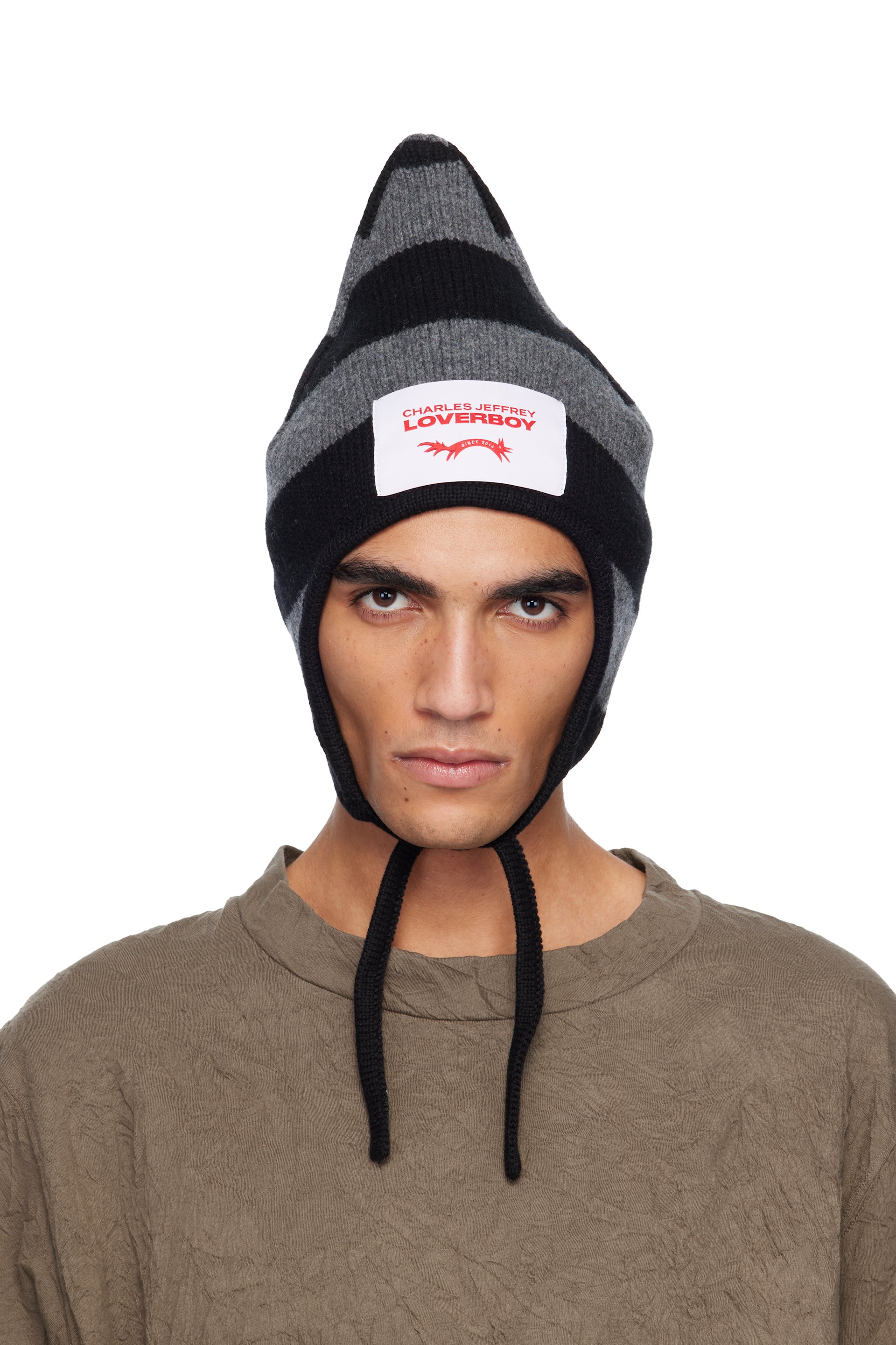 Charles Jeffrey LOVERBOY - Black & Gray Spike Bonnet Beanie