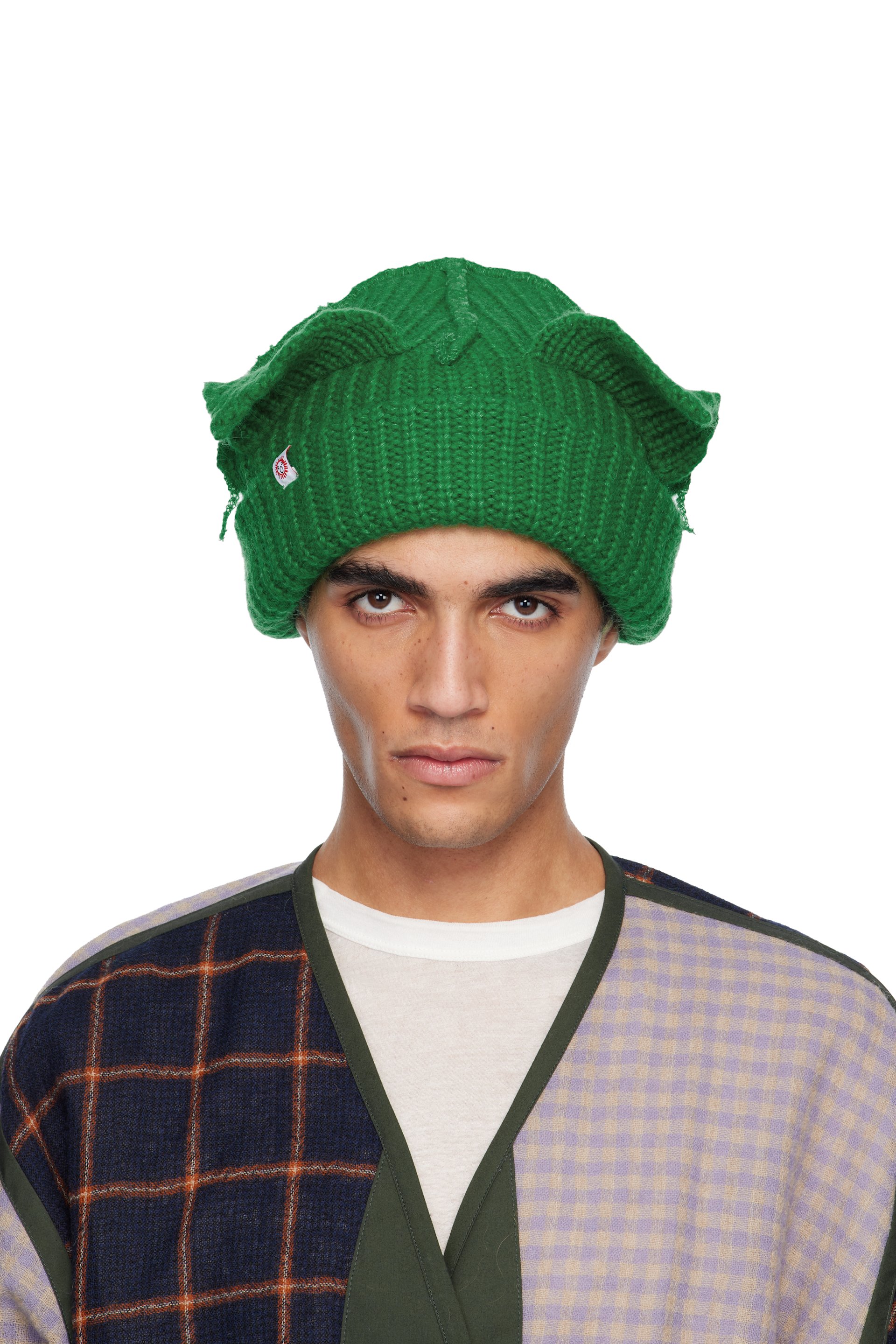 Charles Jeffrey LOVERBOY - Green Mohair Chunky Ears Beanie