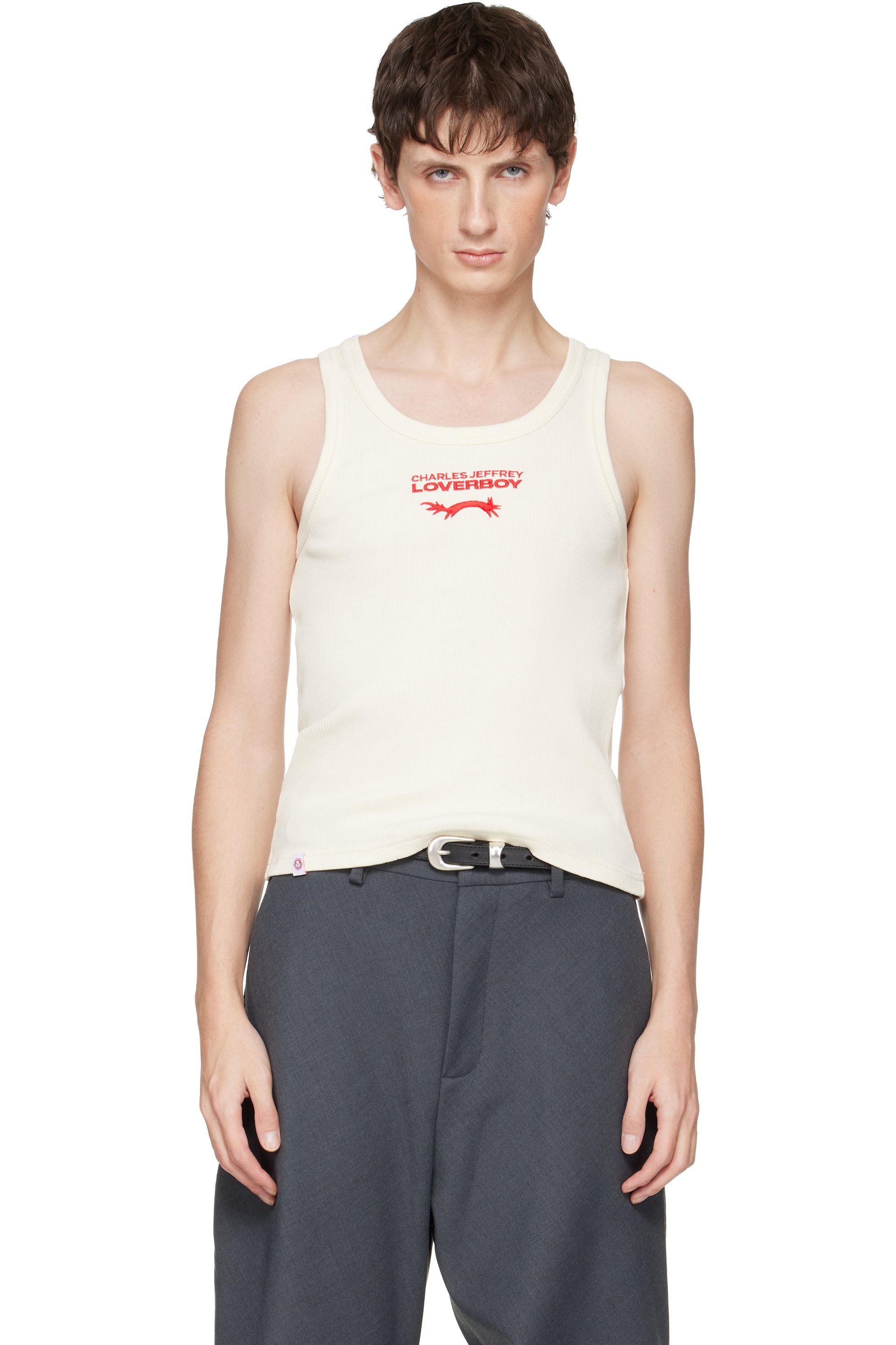 Off-White Logo Tank Top by Charles Jeffrey LOVERBOY on Sale
