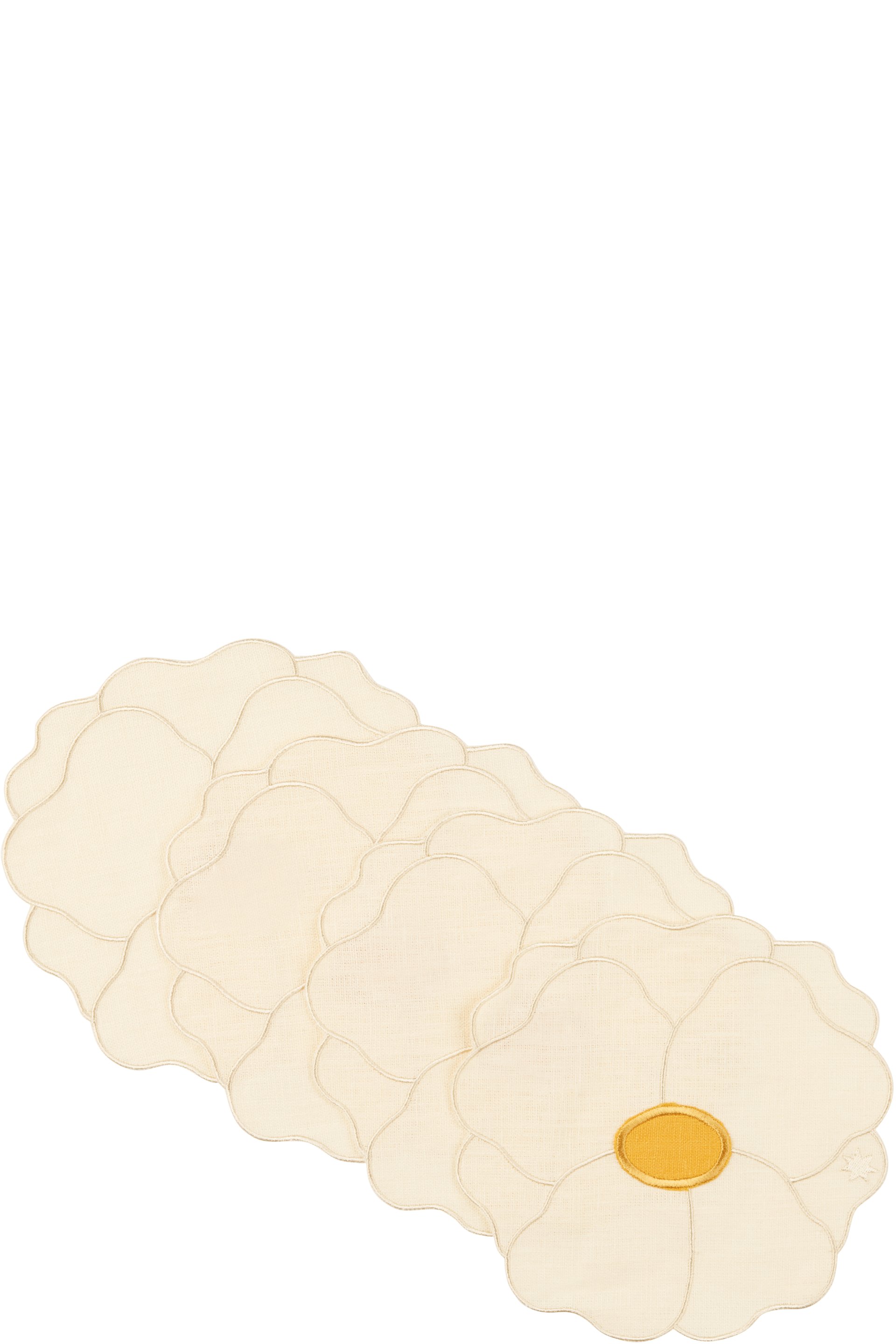 Maison Balzac - Off-White & Yellow Wild Rose Napkin Set, 4 pcs