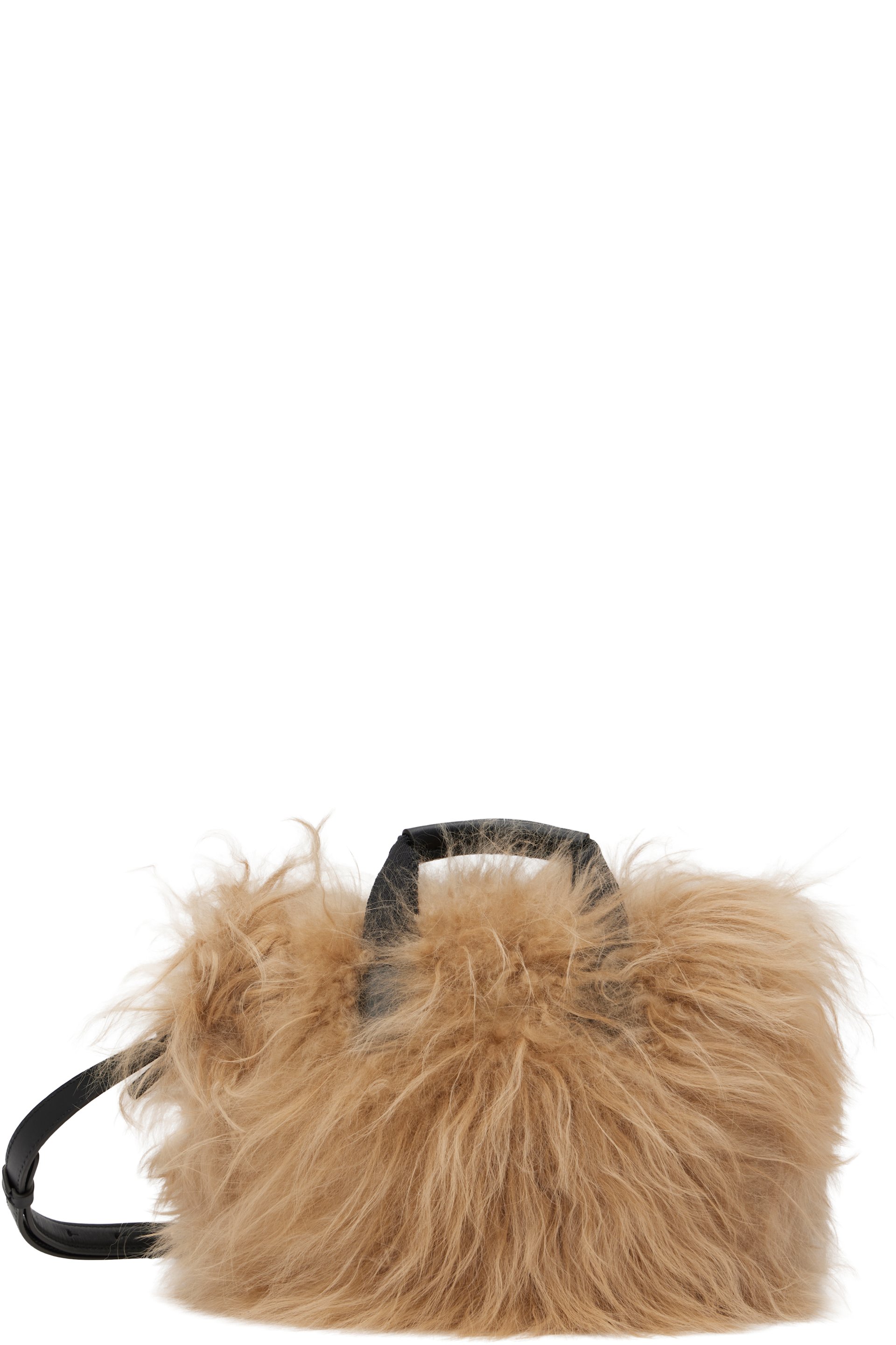 Moncler - Micro sac Caradoc beige en peau retournée