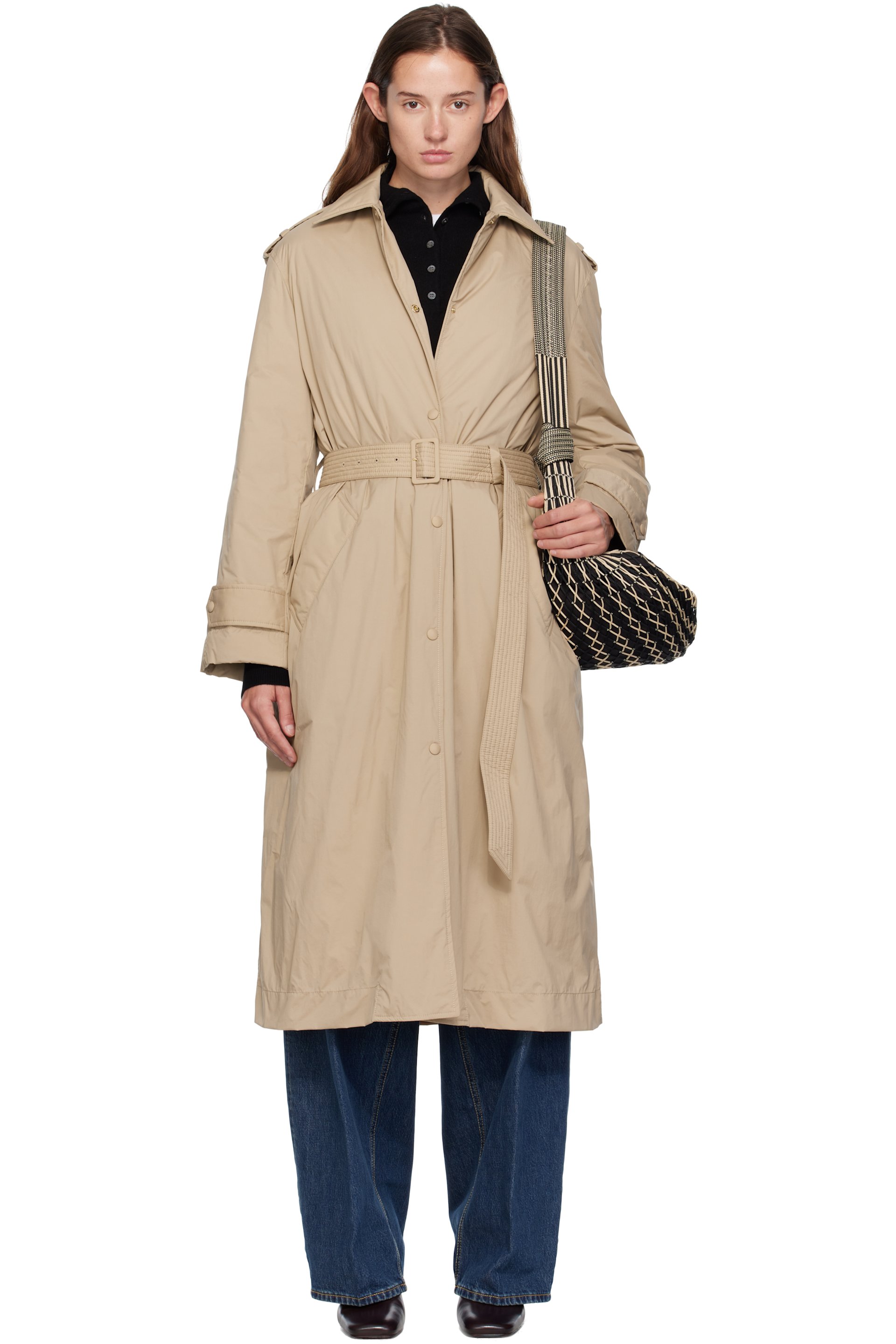 Moncler - Trench Yevre beige rembourré en duvet